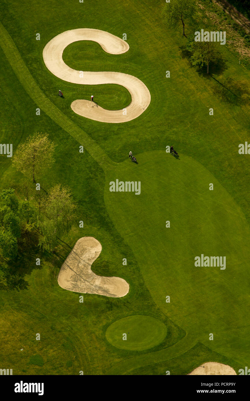 Aerial view, Golf club Gut Neuenhof, 18-hole course, Green, Bunker, Sand  trap, Froendenberg / Ruhr, Ruhr area, North Rhine-Westphalia, Germany,  Europe Stock Photo - Alamy