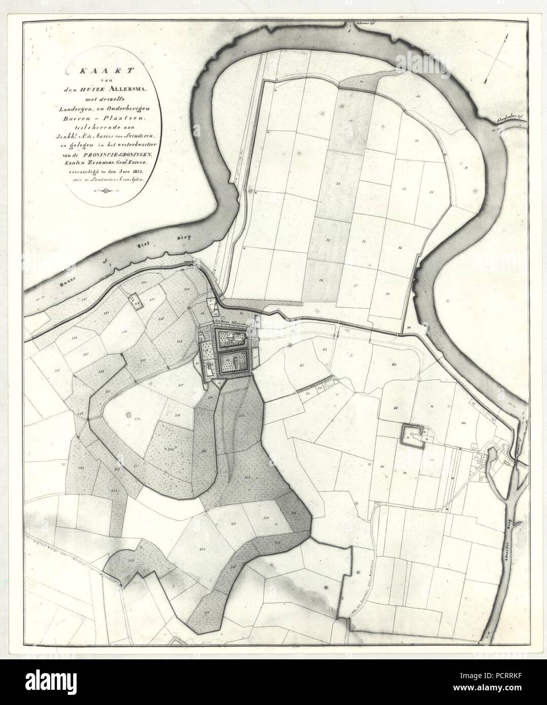 Allersma - kaart Apken 1822. Stock Photo