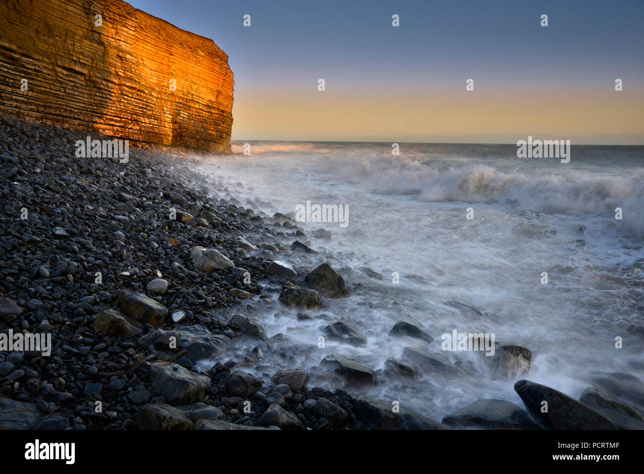 Nash Point sunset, South Wales (1) Stock Photo