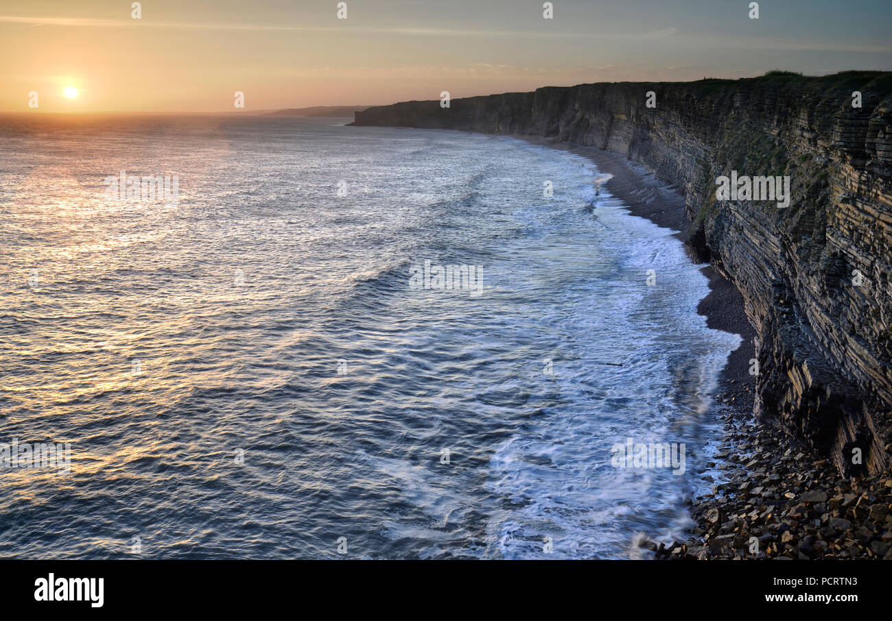 Nash Point sunset, South Wales (2) Stock Photo