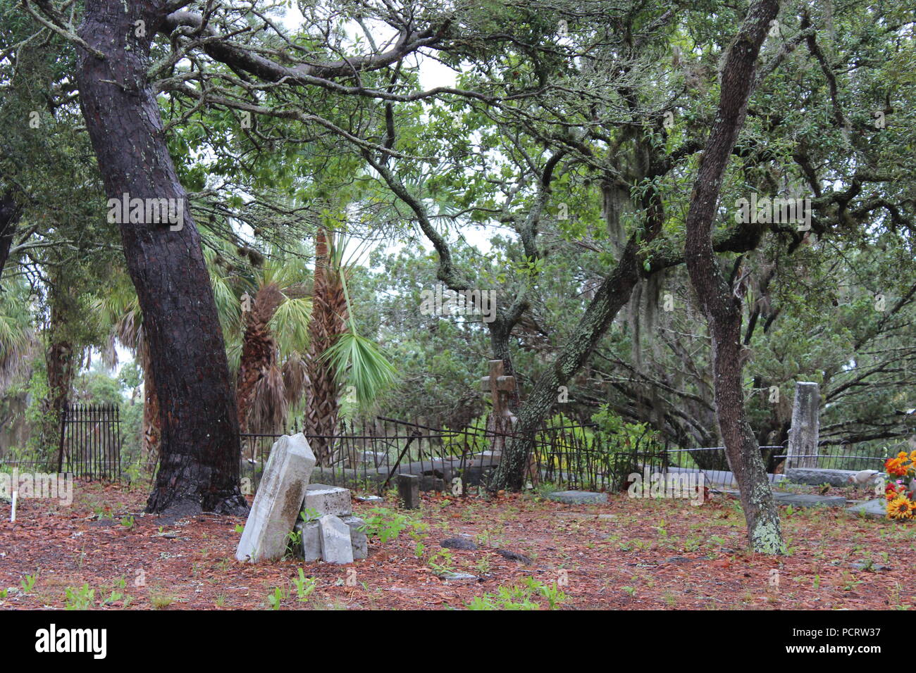 Cedar Key Cemetery, est 1886. Stock Photo