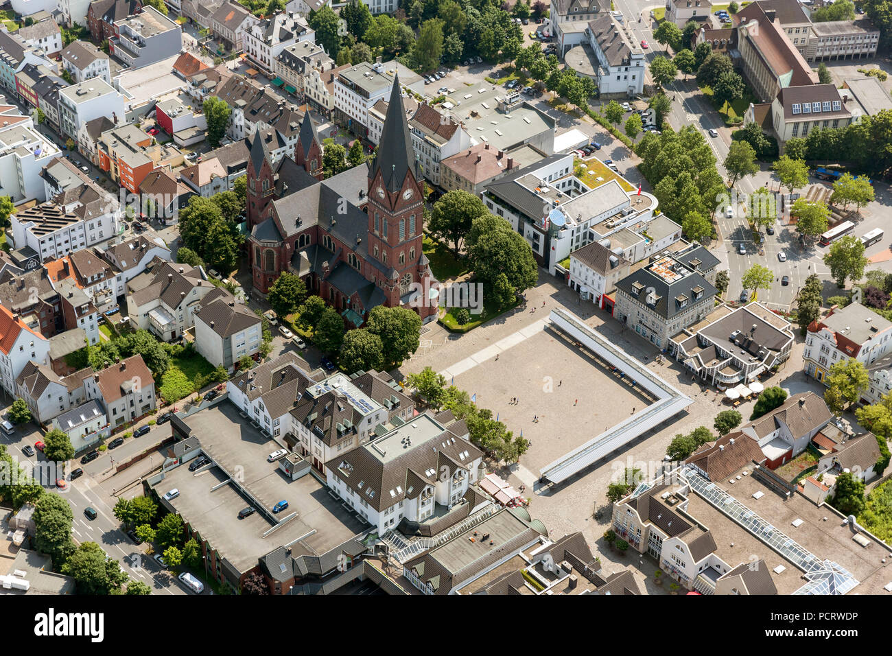 City church, Neheim, aerial view of Arnsberg Stock Photo