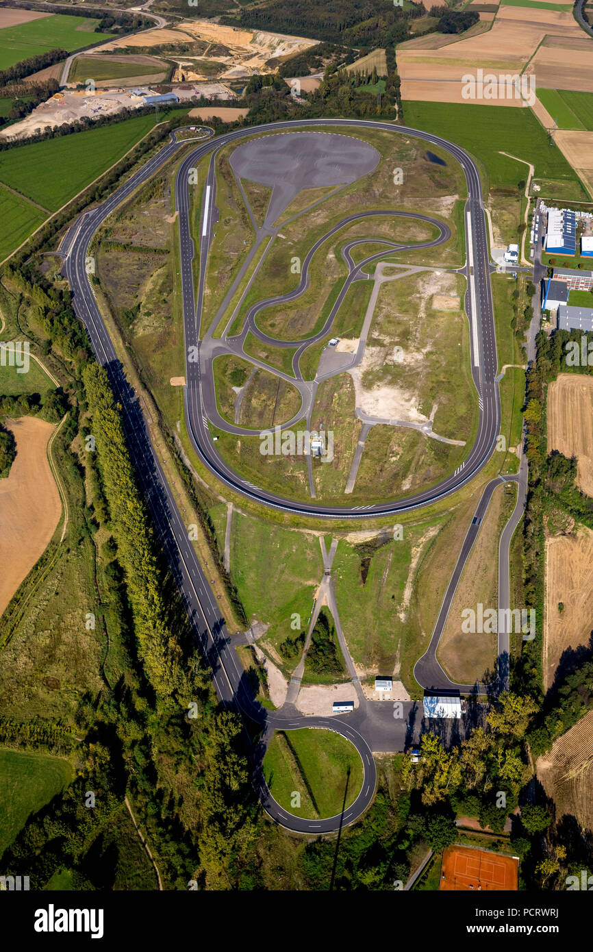 Aldenhoven Testing Center, location of the stunts for alarm for Cobra 11 - The Motorway Police action series, driving test track for wet and dry conditions on the site of the former pit Emil Mayrisch in Aldenhoven district Siersdorf in the district Düren, Jülich Börde, Cologne Bay Stock Photo