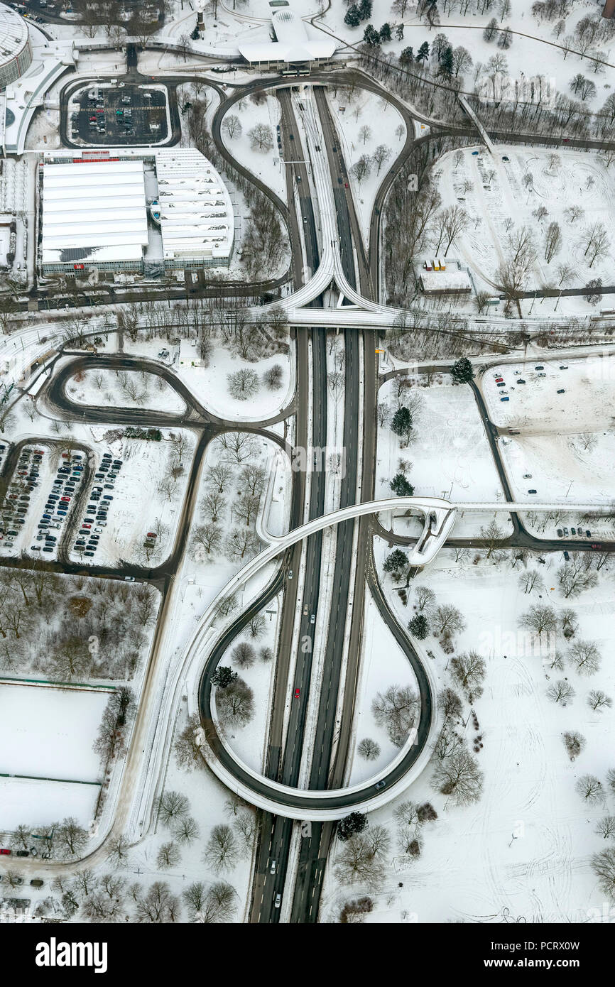 Aerial view, Ardeystraße L684 with bridge near Westfalenstadion, Dortmund, Ruhr area, North Rhine-Westphalia, Germany, Europe Stock Photo