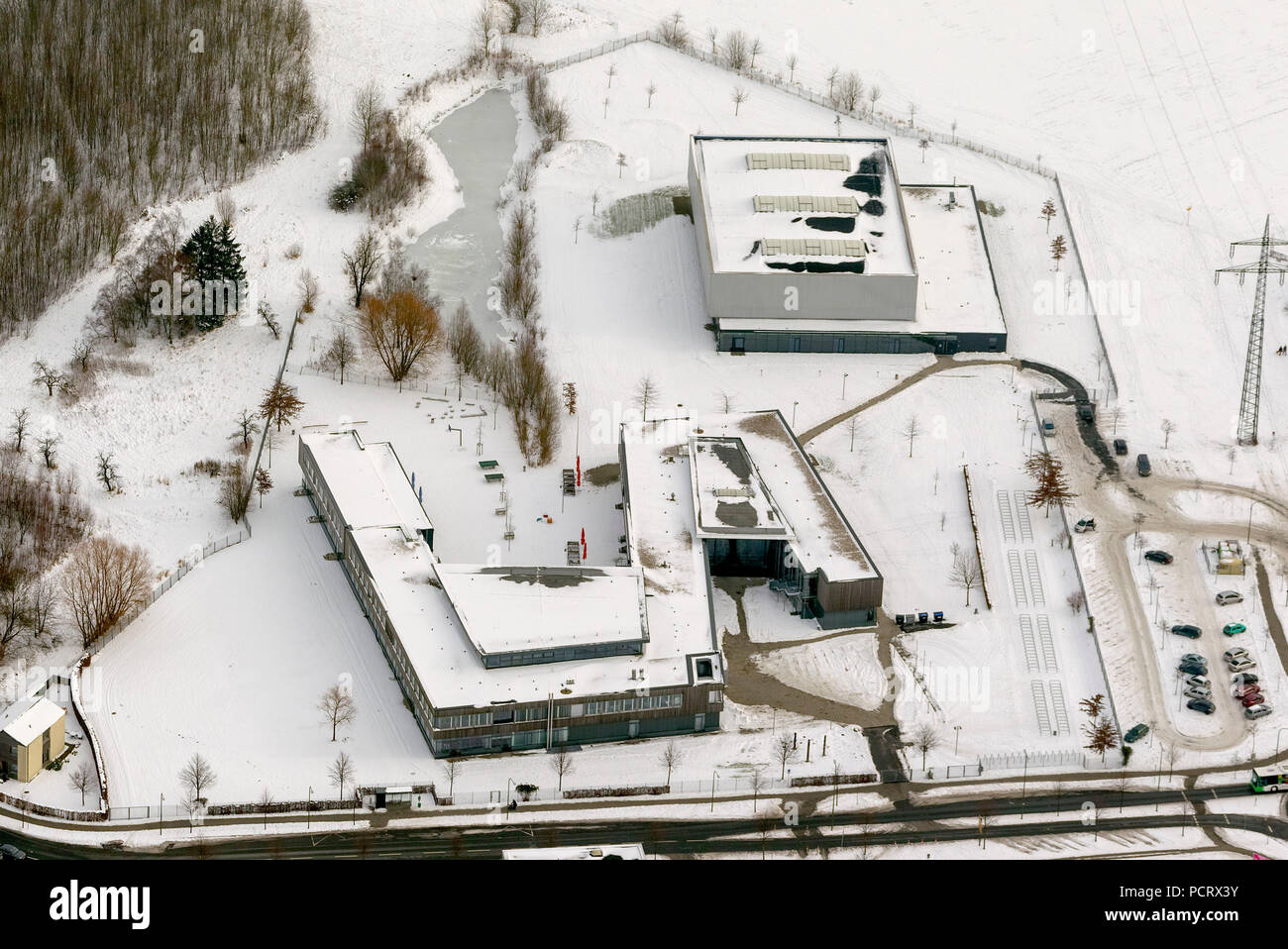 Aerial photo, KAR, Konrad-Adenauer-Realschule, Hamm, Ruhr area, North Rhine-Westphalia, Germany, Europe Stock Photo