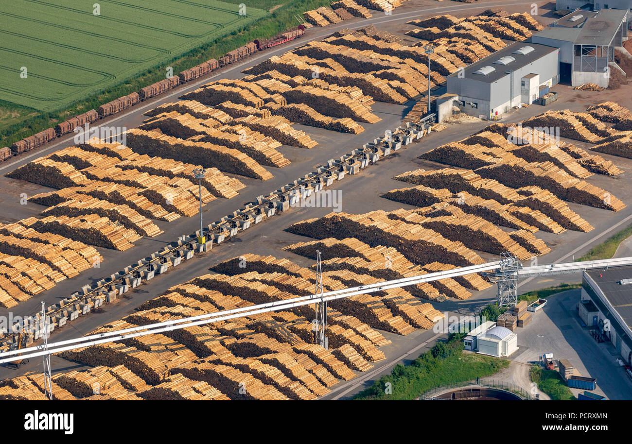 Woodworking company Egger, sawmill, aerial view of Brilon Stock Photo