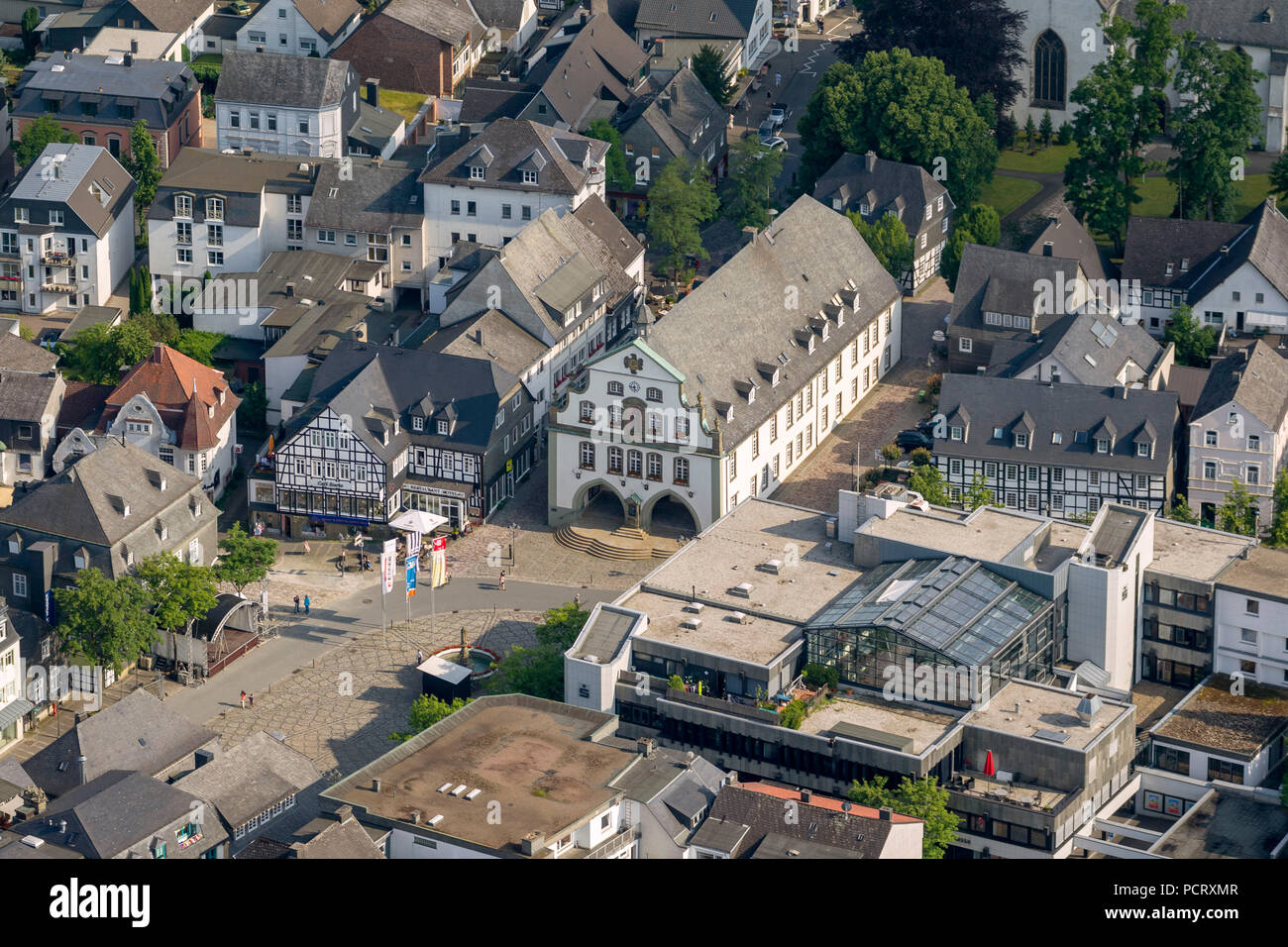 historic City Hall, former guildhall with baroque gable from master ...