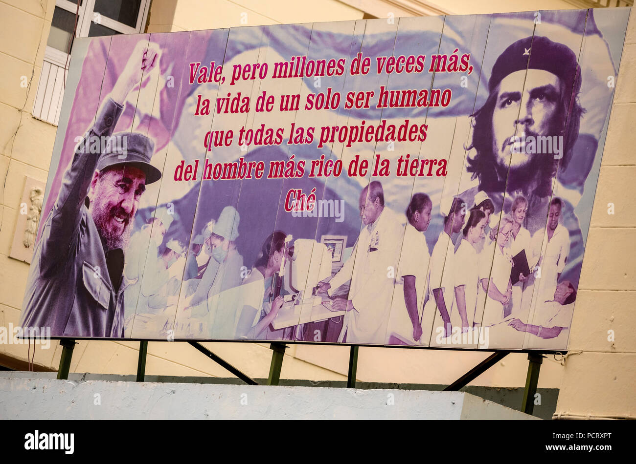 Poster with Fidel Castro and Che Guevara, La Habana, Havana, La Habana, Cuba, Cuba Stock Photo