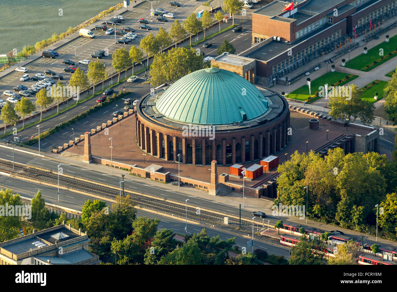 Aerial photo, Dusseldorf Tonhalle concert hall, Tonhalle Terraces, Rhineland, Dusseldorf, North Rhine-Westphalia, Germany, Europe Stock Photo