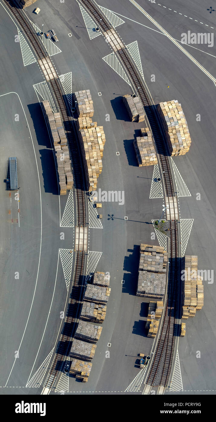 Aerial photo, IKEA Ellinghausen logistics centre with truck terminal, just-in-time logistics, logistics, Dortmund, Ruhr area Stock Photo