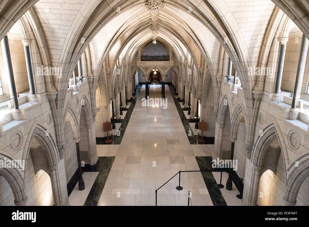Ottawa, Ontario, Canada.  Hall of Honour in Centre Block building on Parliament Hill, home of Canada's federal government. Stock Photo