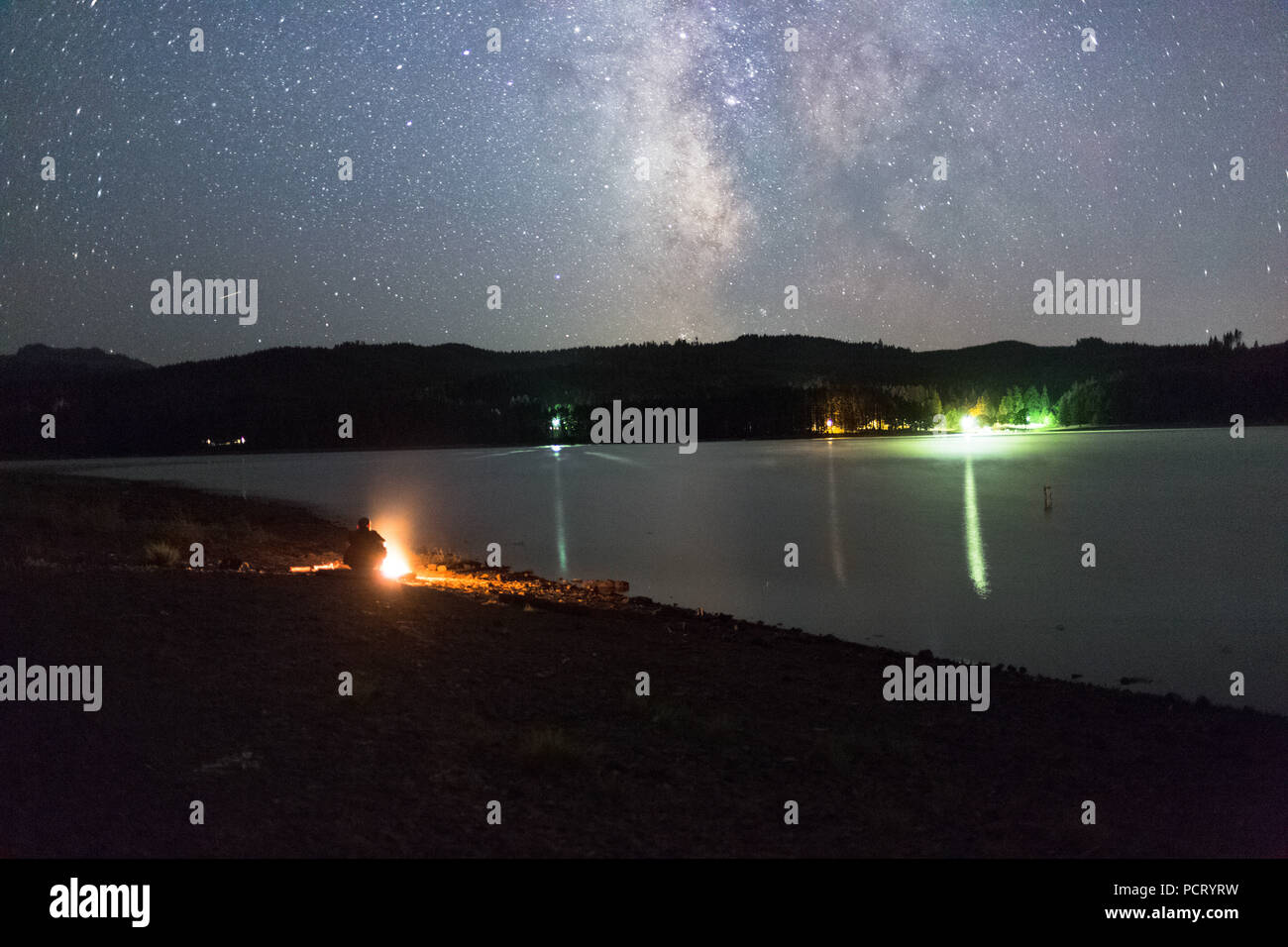 Milky Way over Carter Lake Stock Photo Alamy