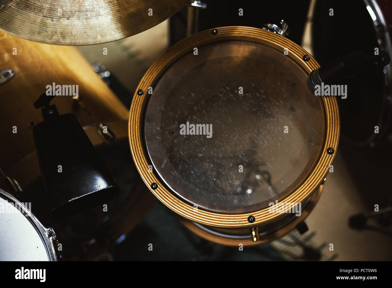 Part of a drum kit, details of toms and snare. Stock Photo