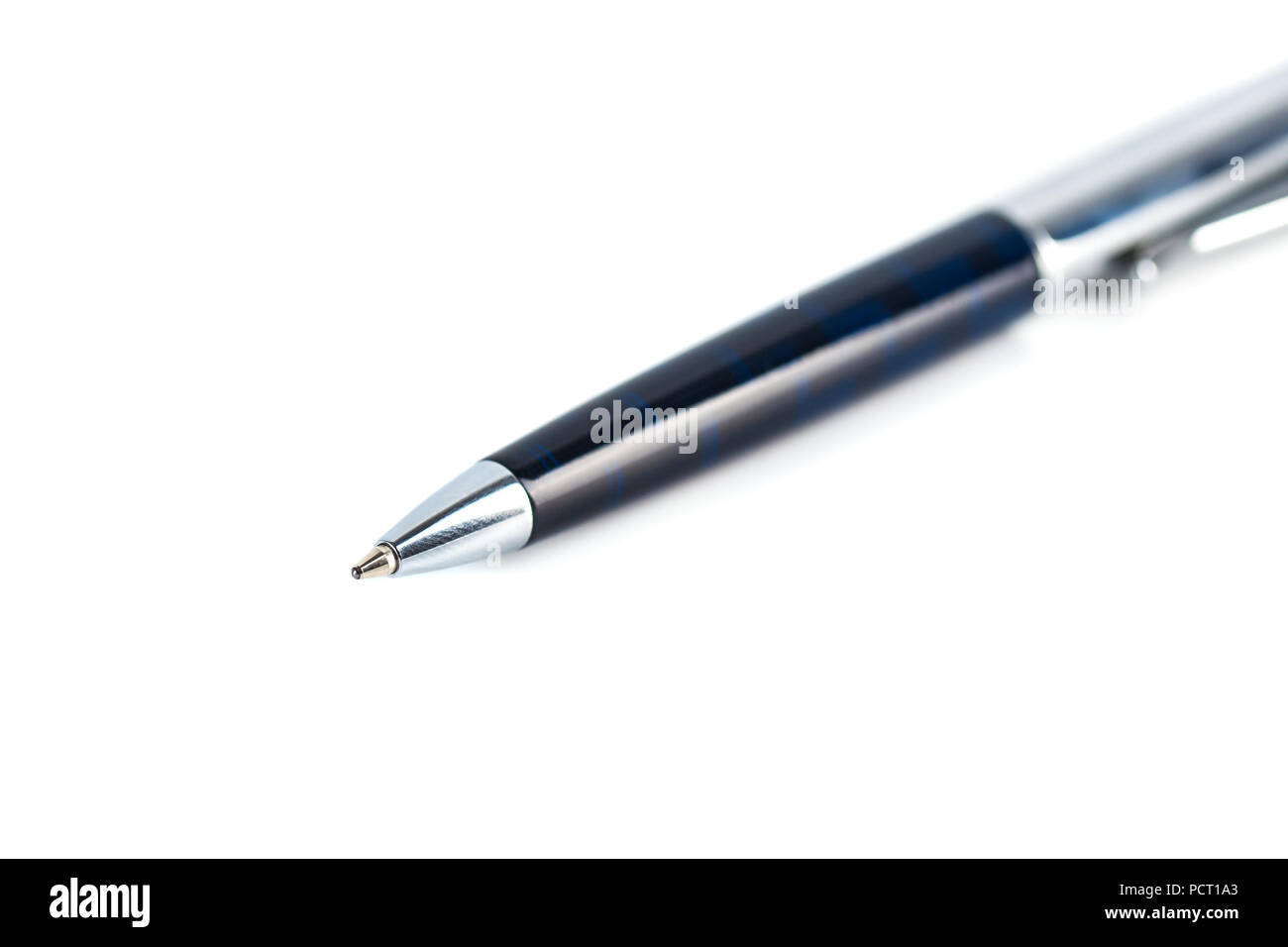 Blue ballpoint pen isolated on white background. Stock Photo