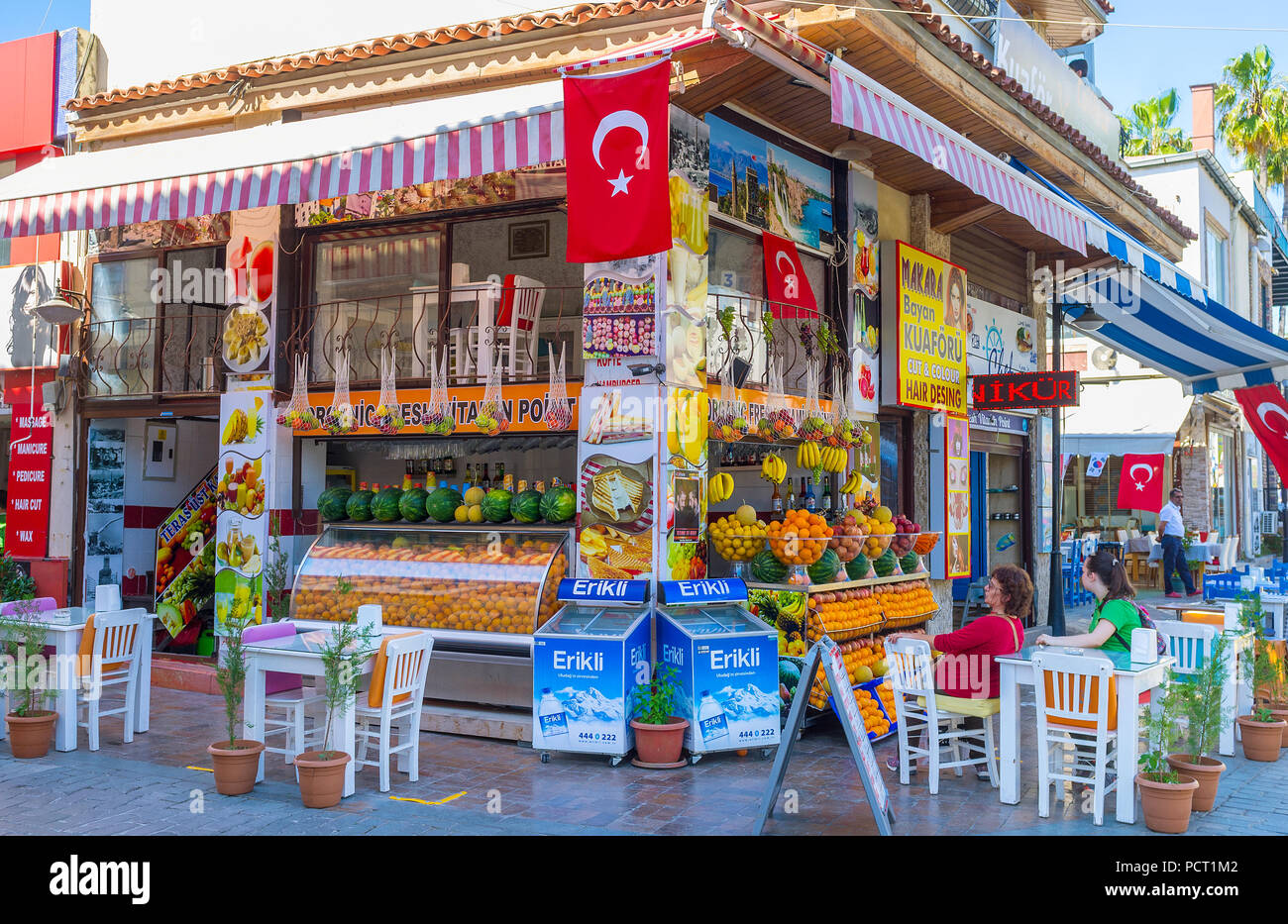 ANTALYA, TURKEY MAY 11, 2017 The tasty oranges, bananas and other