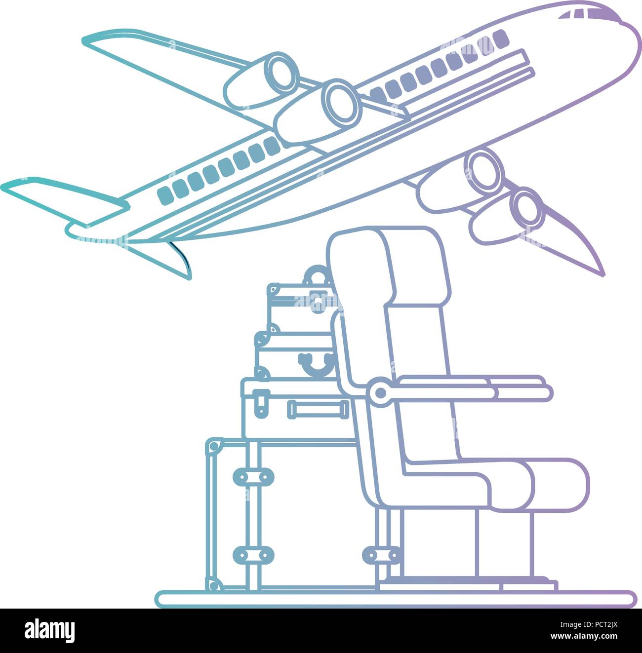 airplane flying with travel set icons Stock Vector Image & Art - Alamy