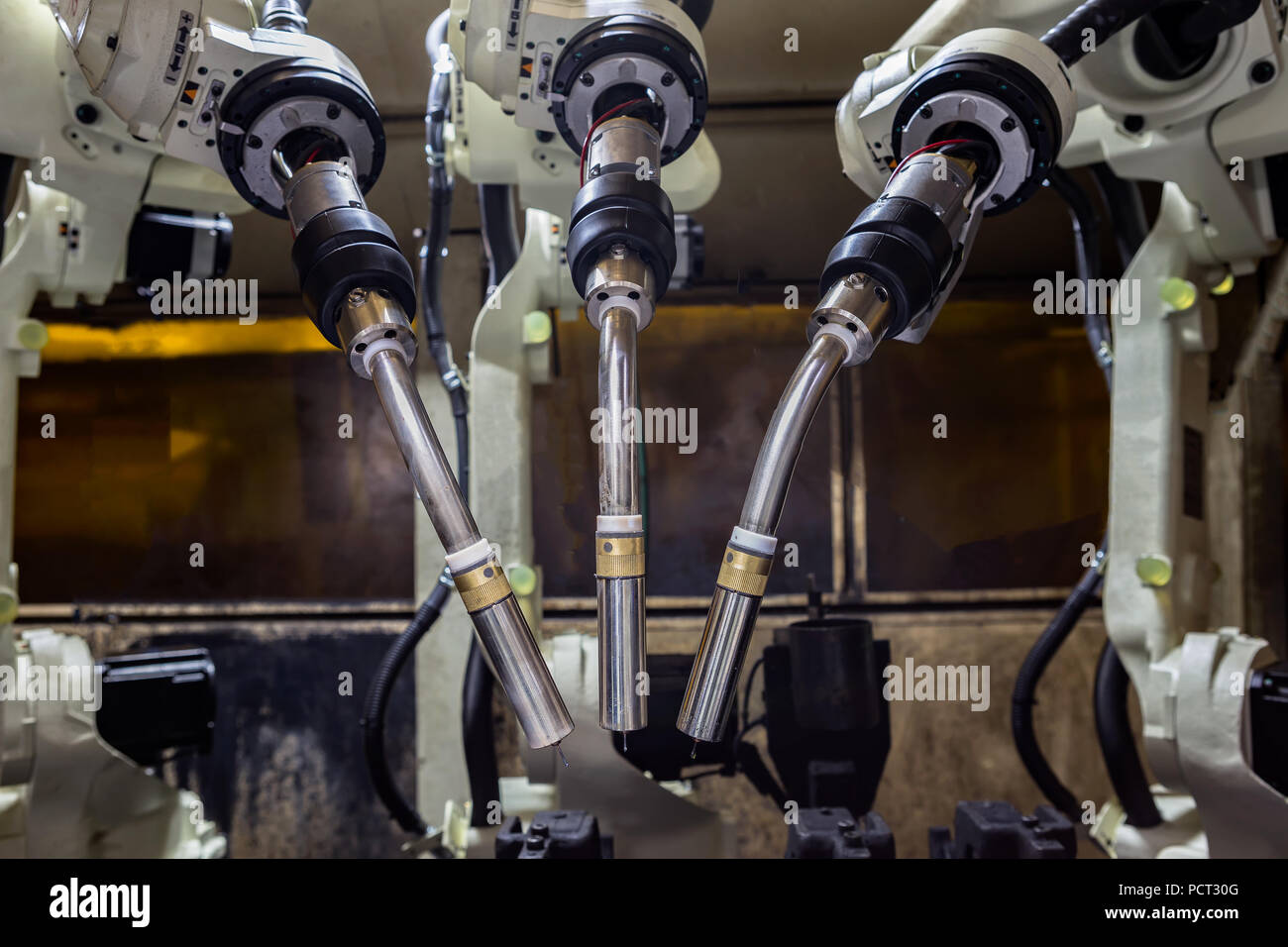 Team robots are in teaching mode Stock Photo