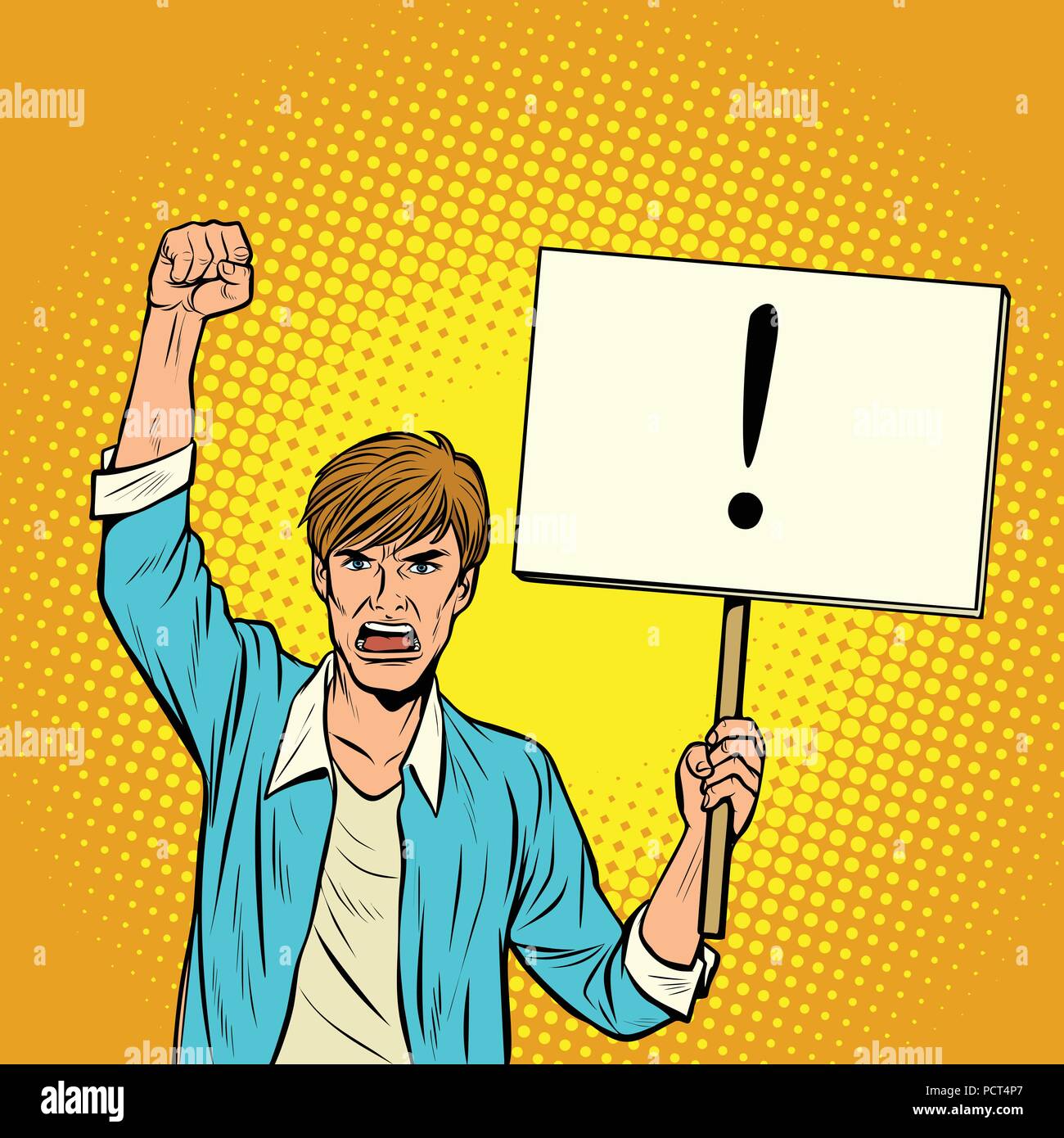 A man protests with a poster Stock Vector