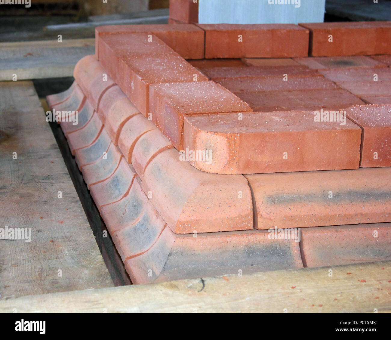 Kiln brick oven foundation under conctruction photo Stock Photo