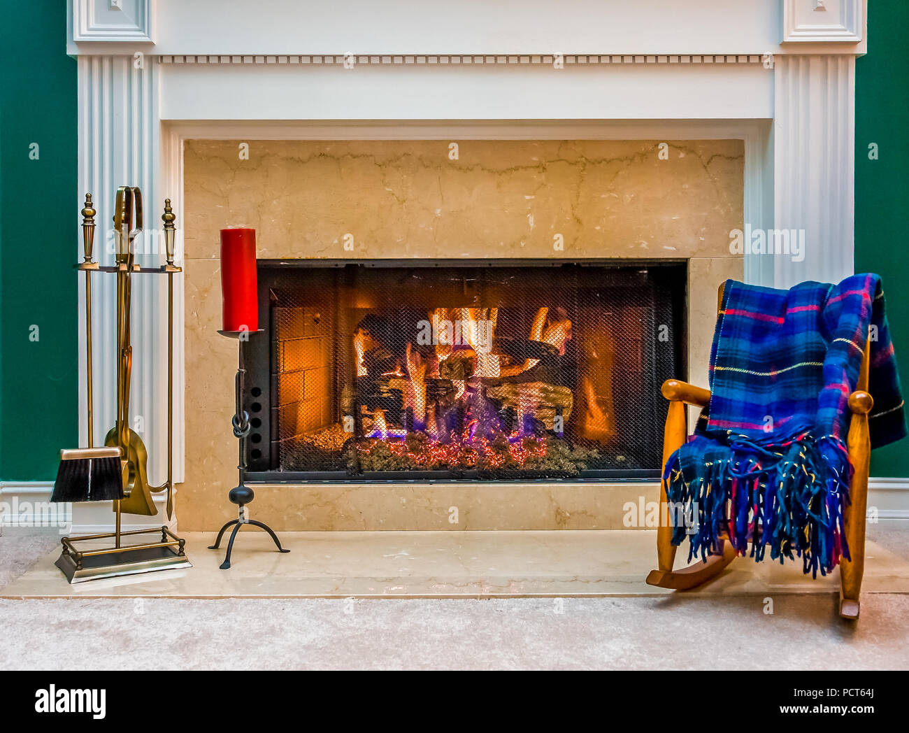 Fireplace and Chair Stock Photo Alamy