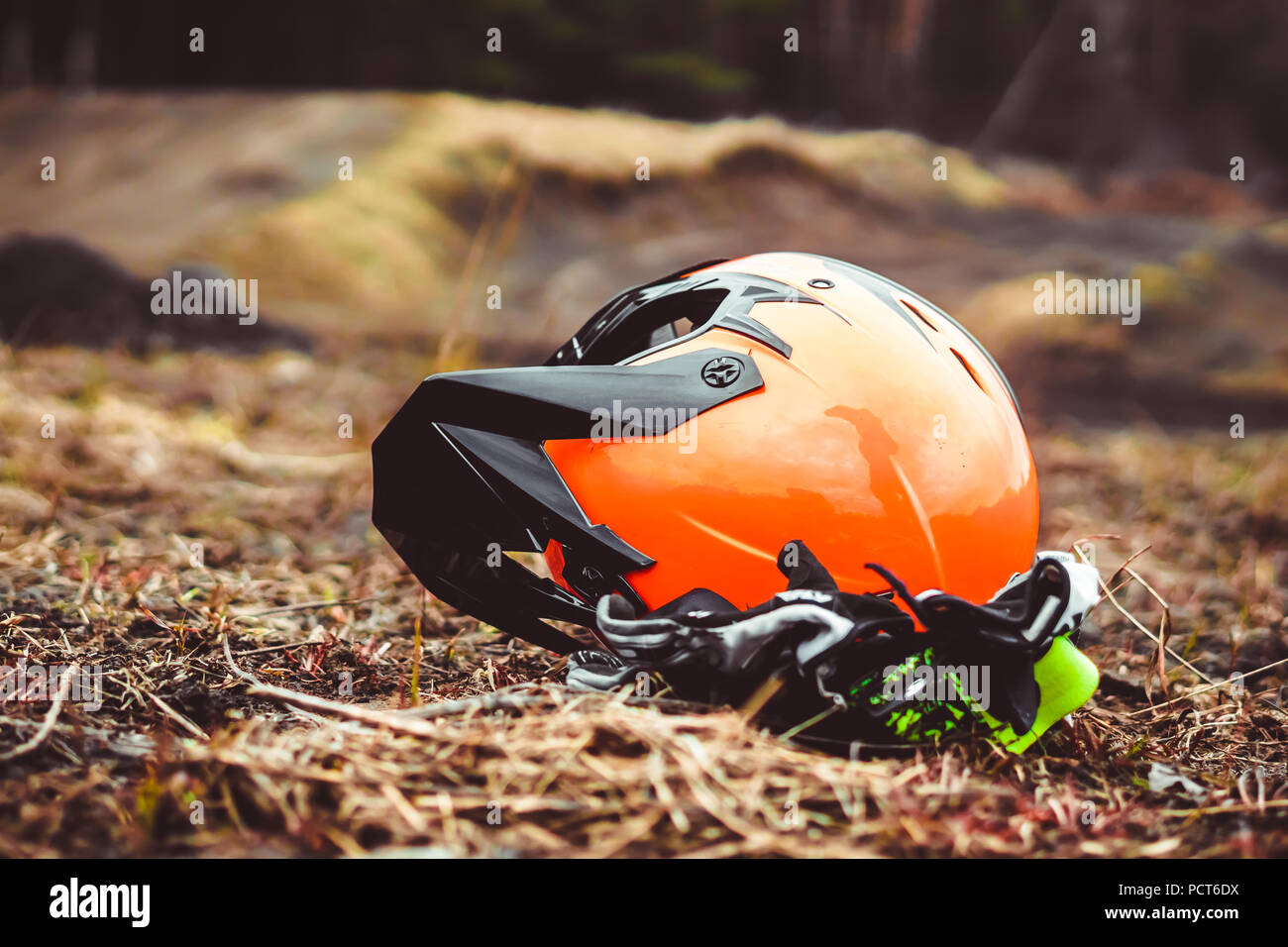 Biker helmet lying on hi-res stock photography and images - Alamy