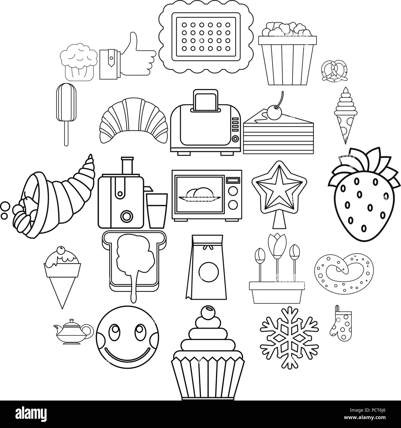 Candy shop icons set, outline style Stock Vector Image & Art - Alamy