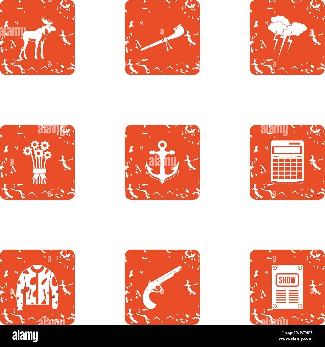 Itinerancy icons set, grunge style Stock Vector