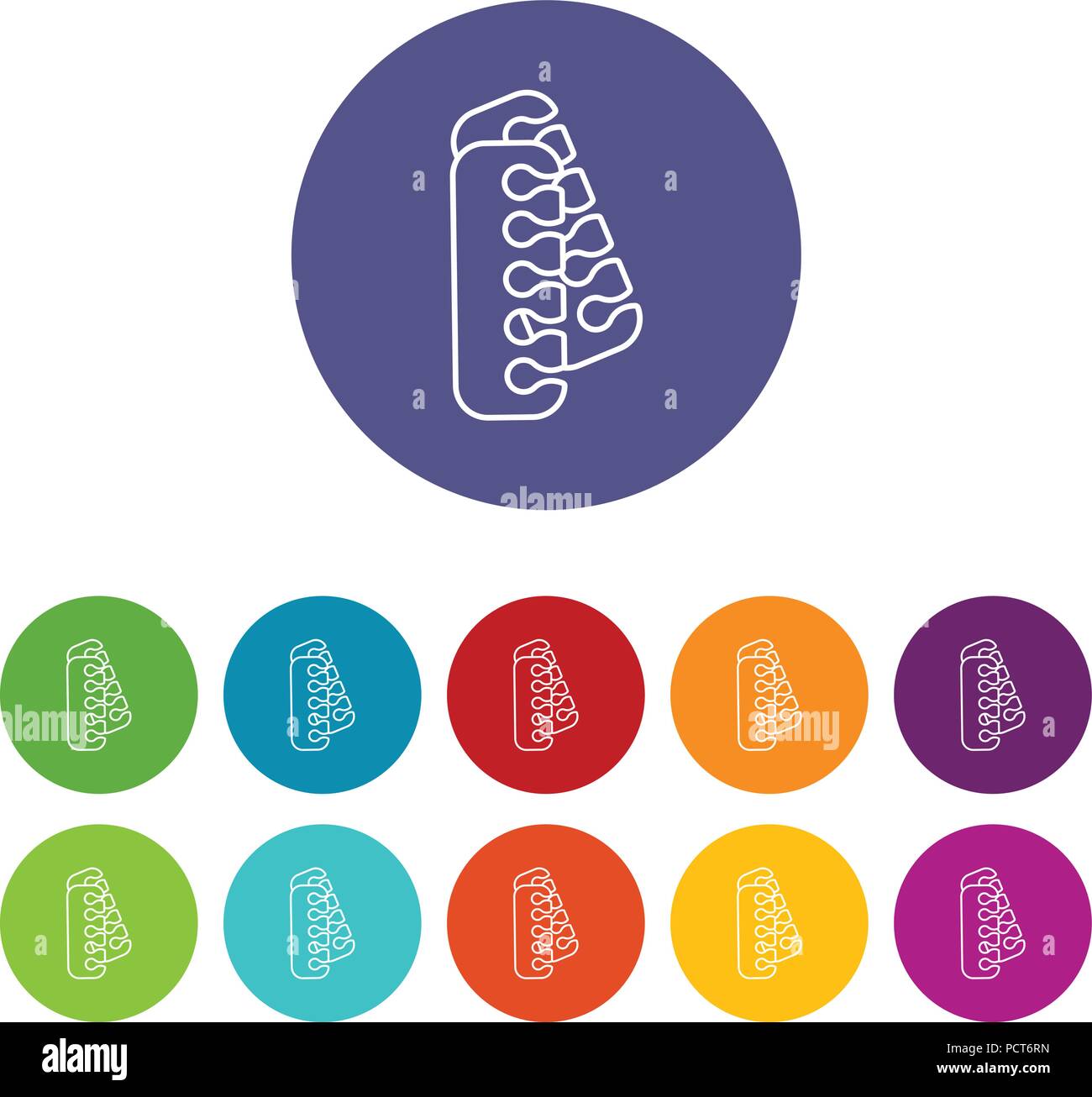 Nail foot tool separator icons set vector color Stock Vector