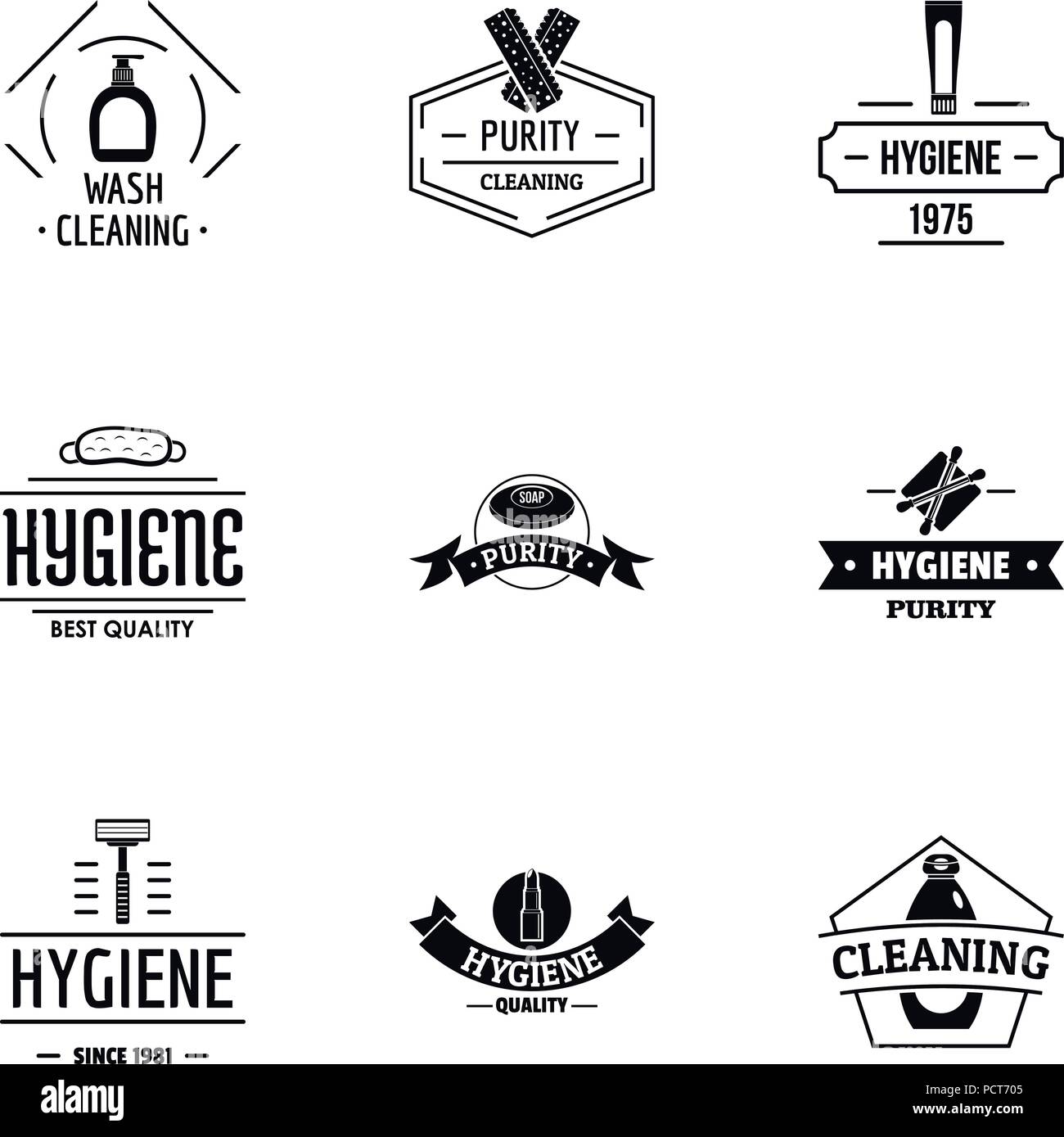 Hygienic cleaning logo set, simple style Stock Vector Image & Art Alamy