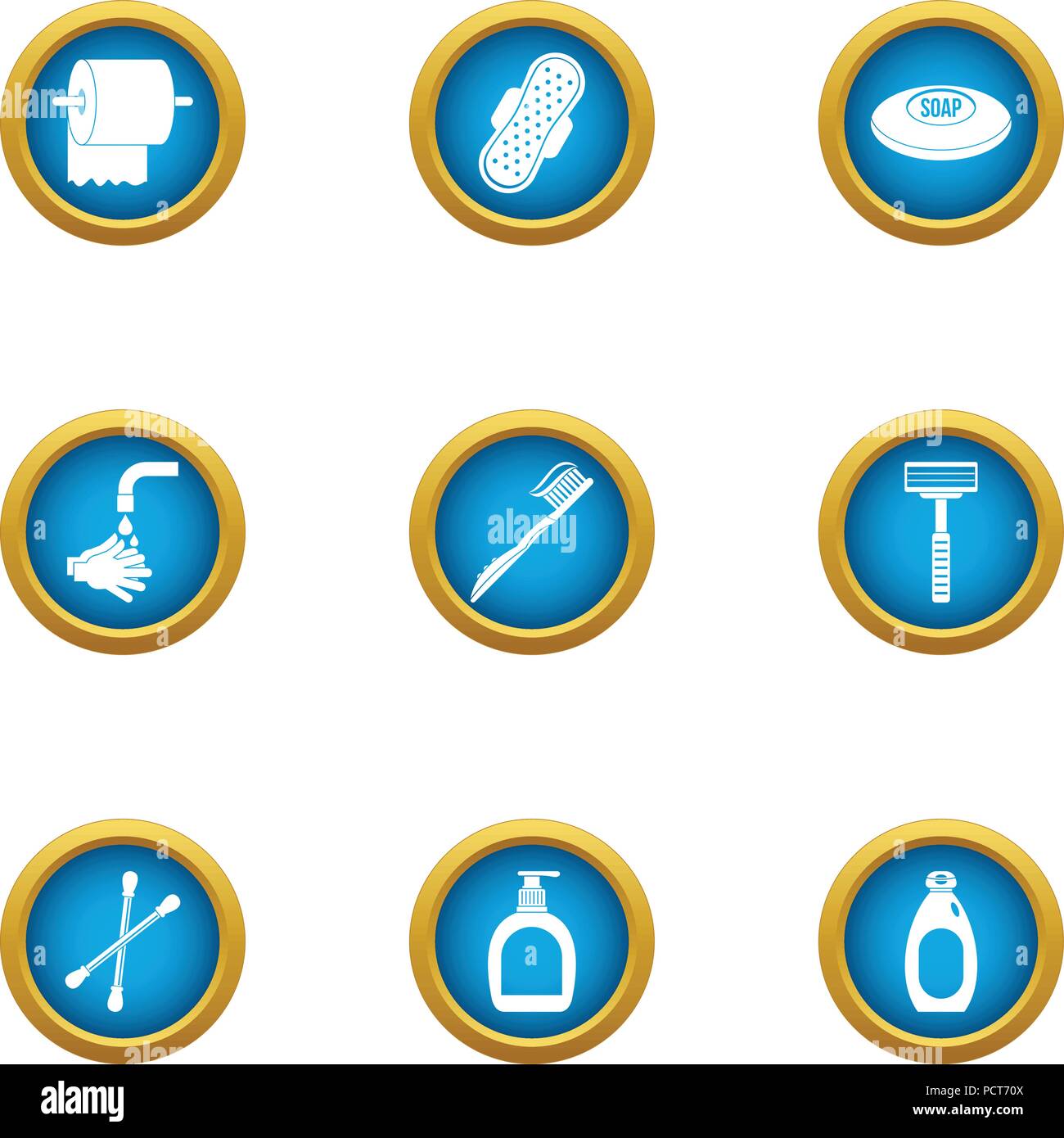 Toilet hygiene icons set, flat style Stock Vector Image & Art Alamy