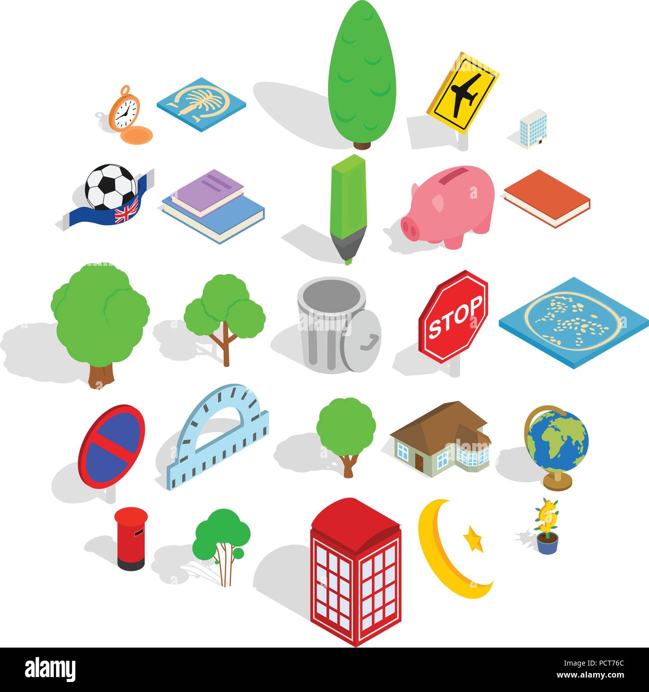 Business center icons set, isometric style Stock Vector