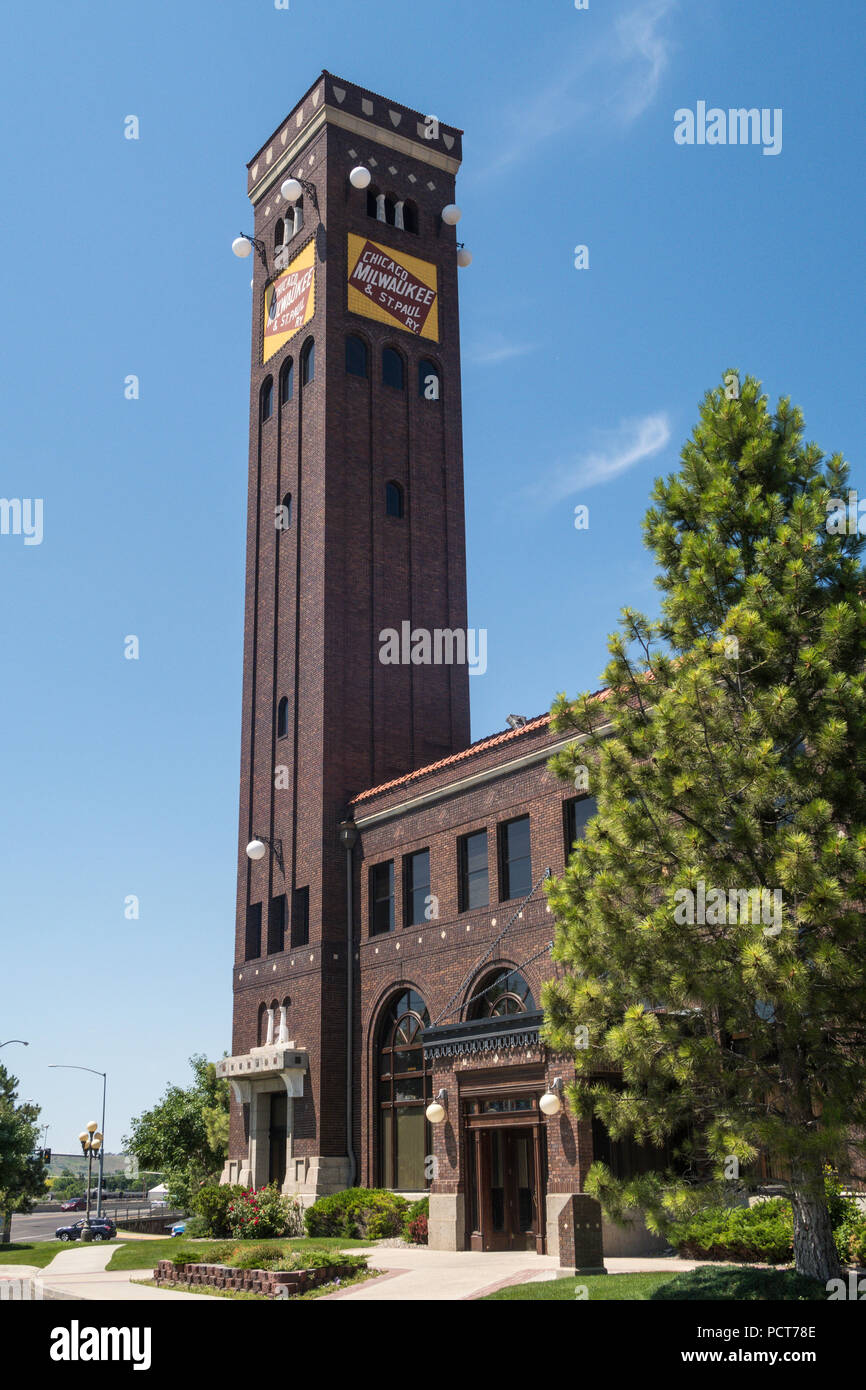 Chicago, Milwaukee and St. Paul Passenger Depot is an Historic Site in Great Falls, Montana, USA Stock Photo