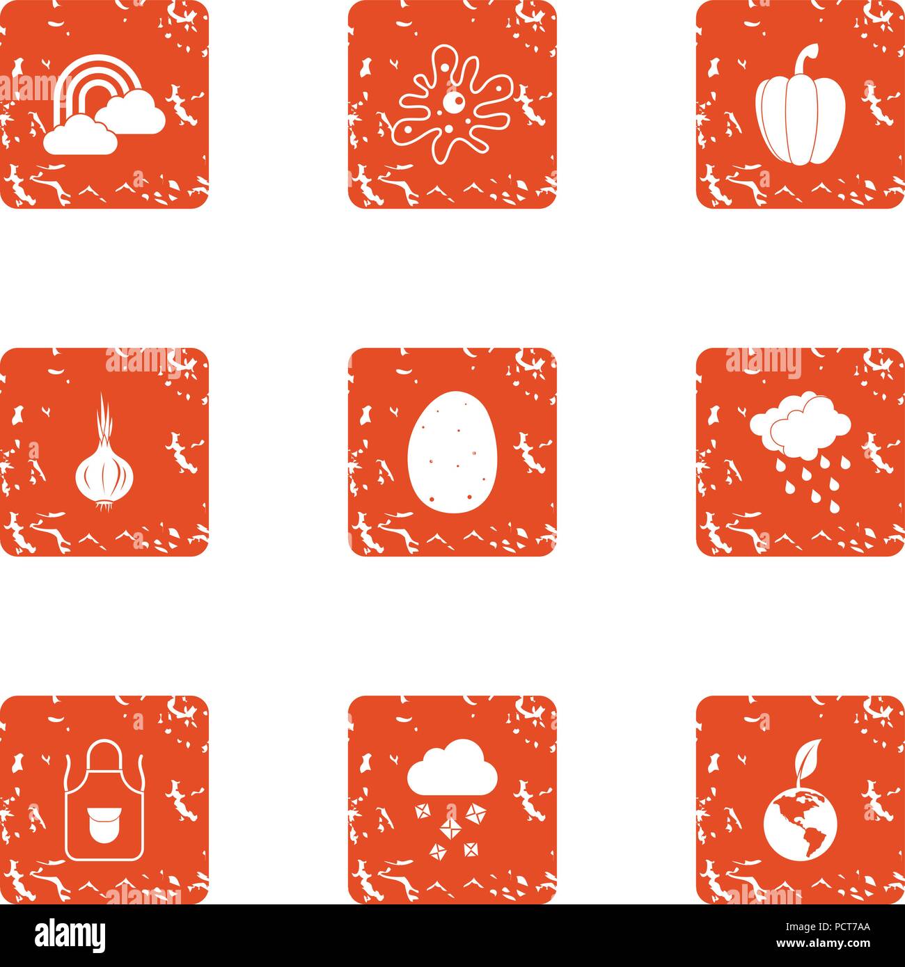 Landscape icons set, grunge style Stock Vector