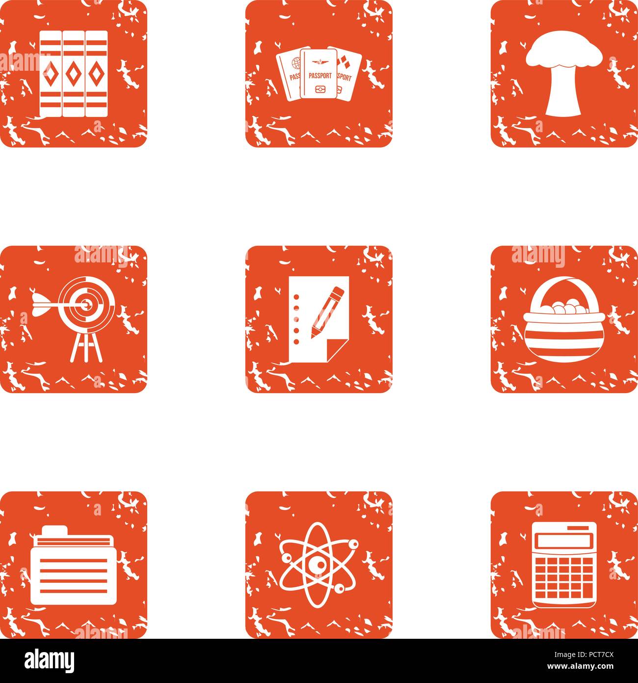 Handling icons set, grunge style Stock Vector