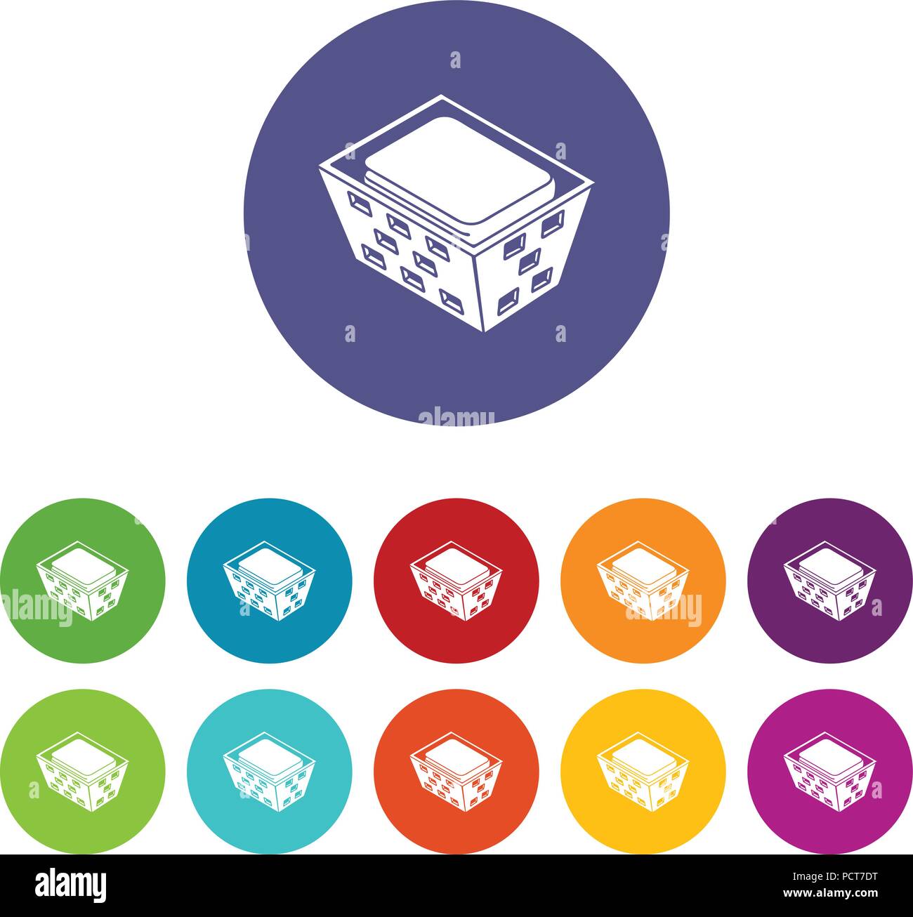 Clothes in basket icons set vector color Stock Vector