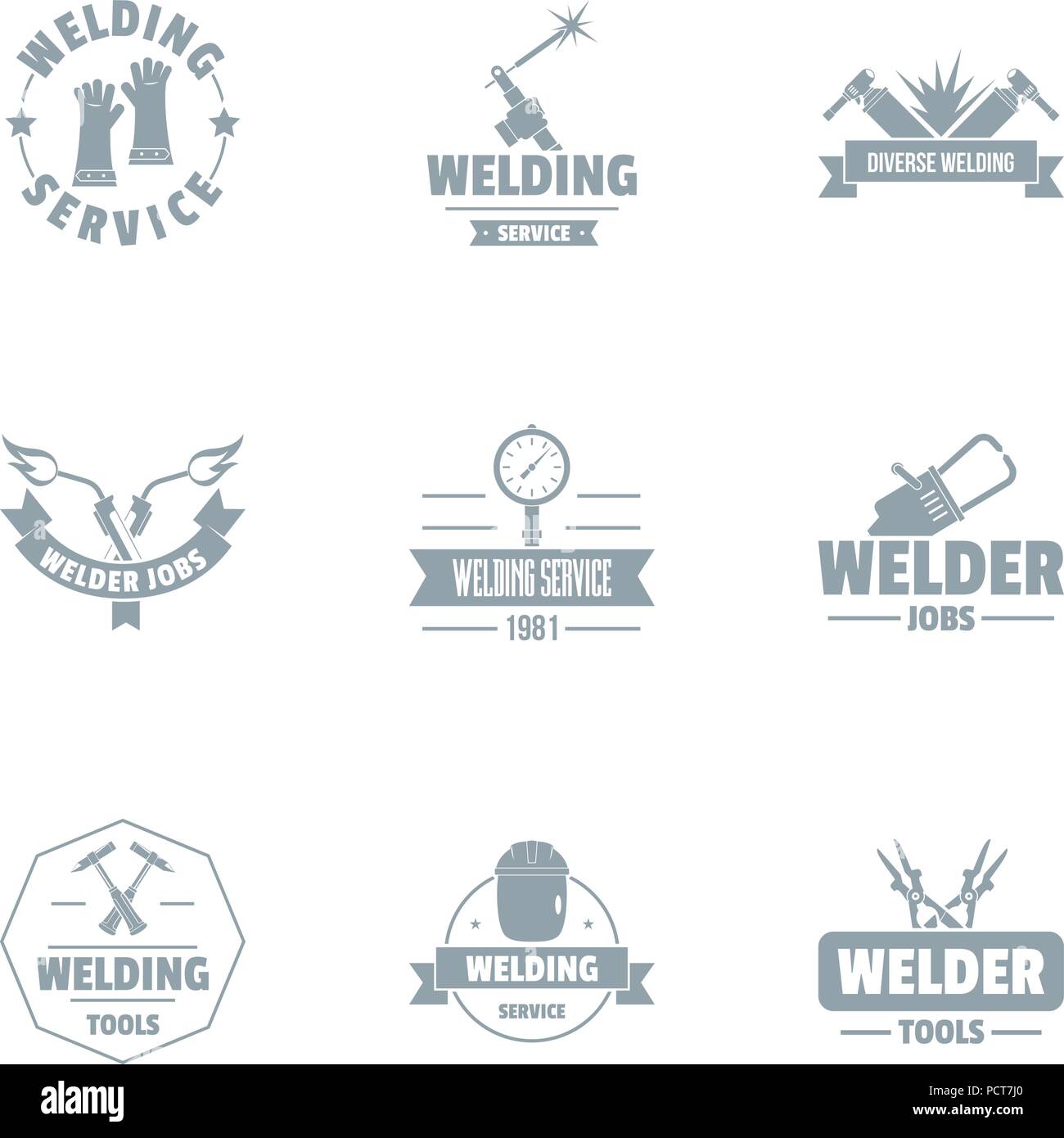 Smithery logo set, simple style Stock Vector