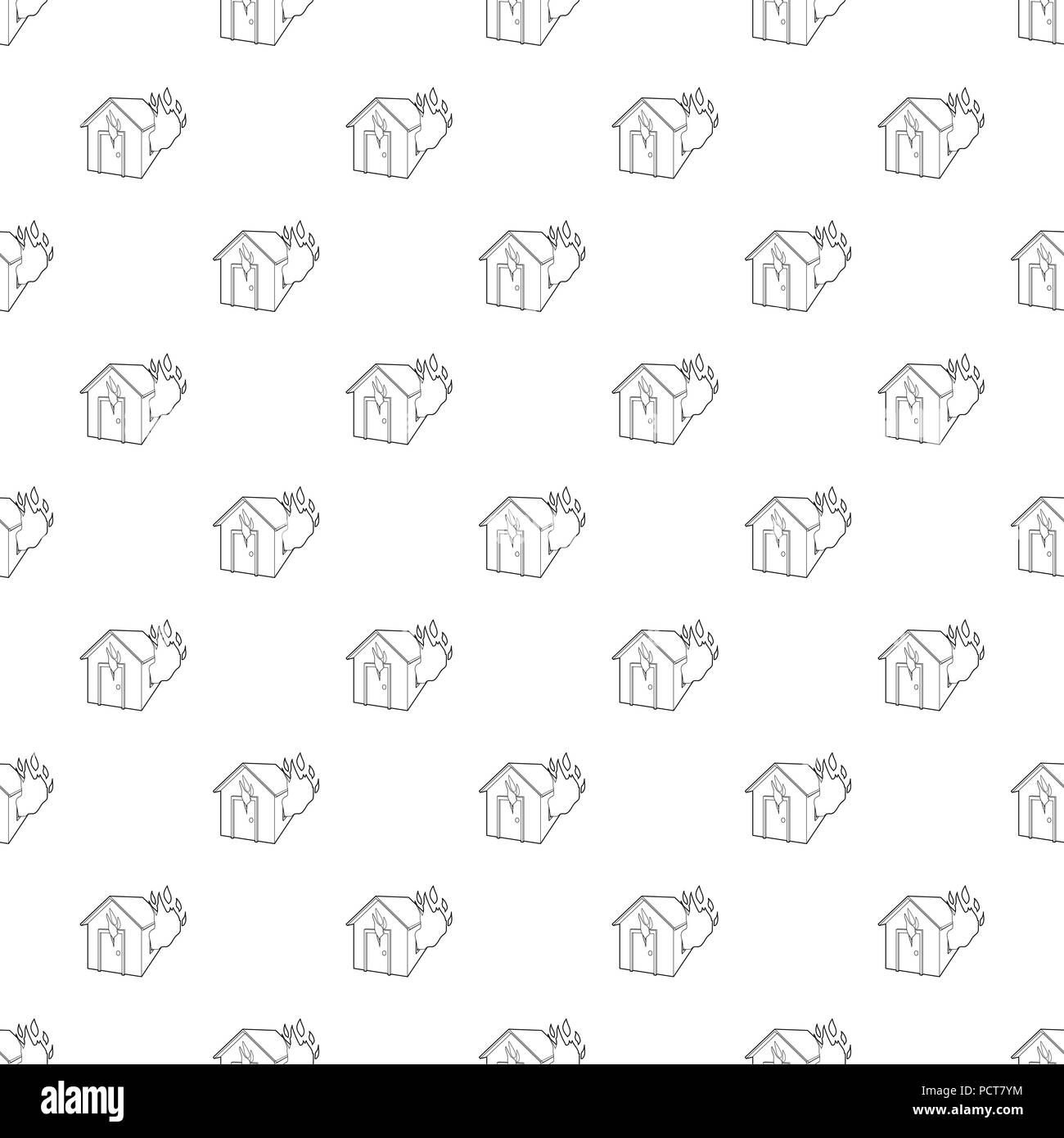 House on fire icon, outline style Stock Vector