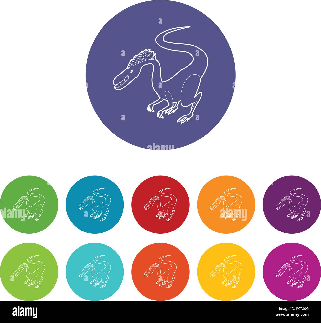 Hungry dinosaur icons set vector color Stock Vector