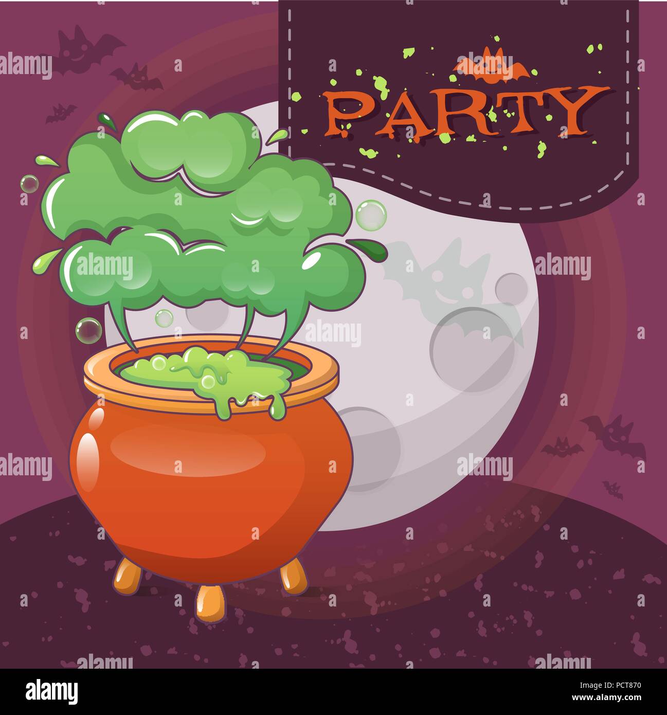 Halloween party concept background, cartoon style Stock Vector Image ...
