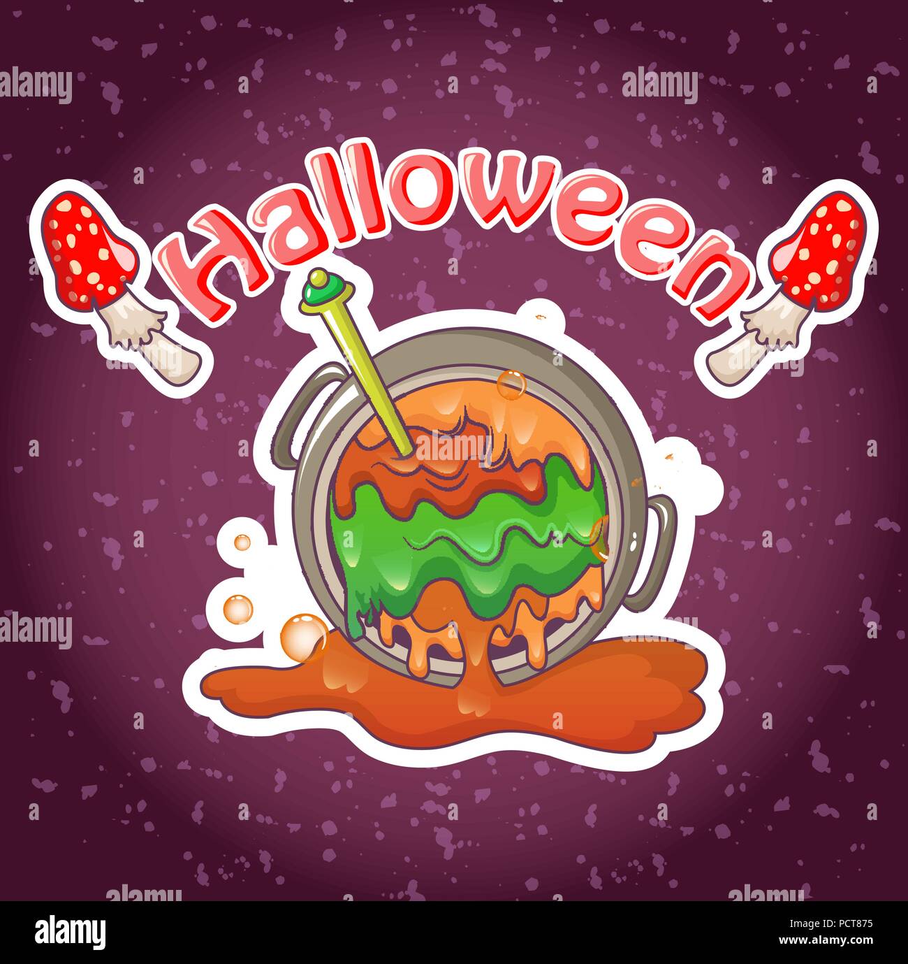 Halloween cauldron concept background, cartoon style Stock Vector Image ...