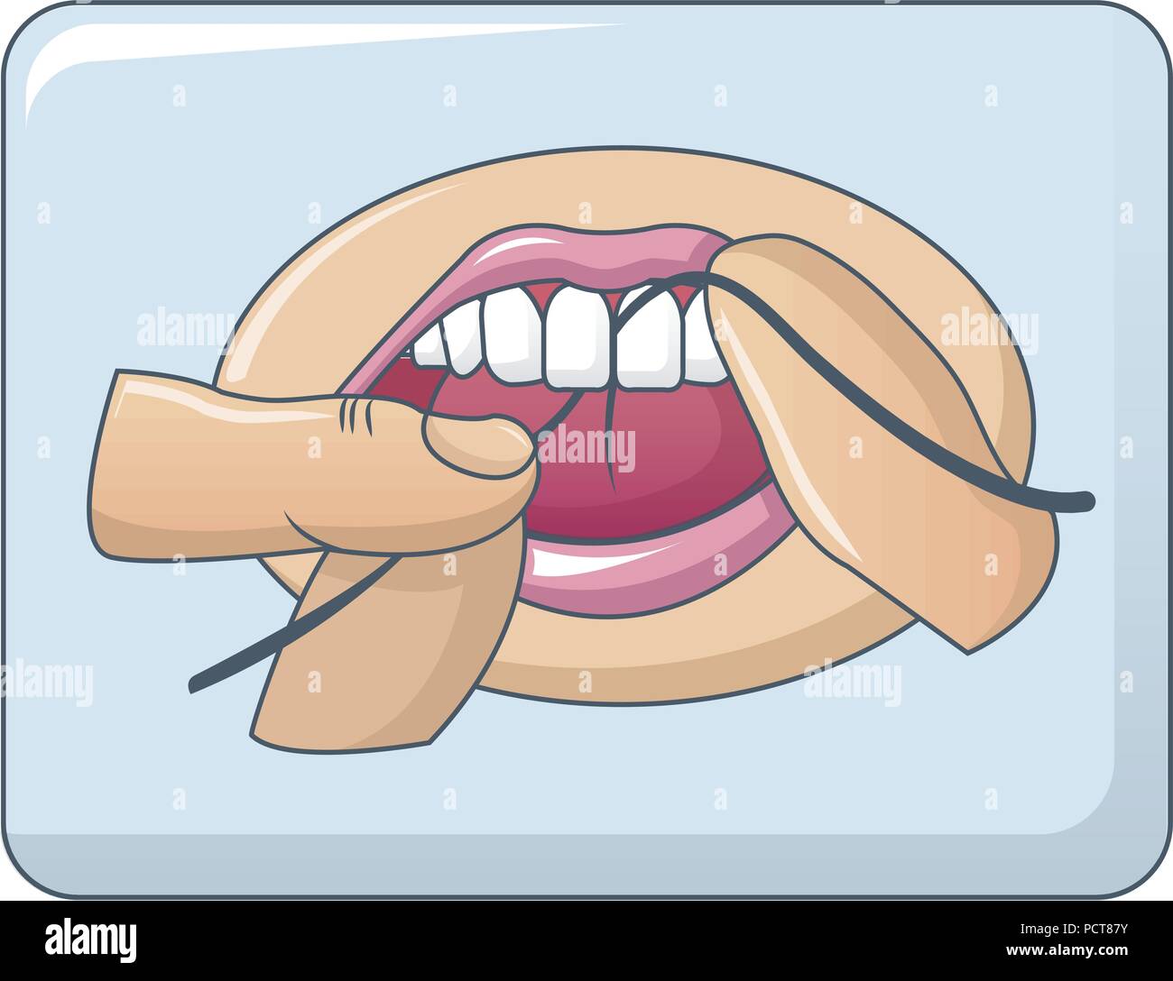 Dental floss in mouth concept background, cartoon style Stock Vector Image  & Art - Alamy