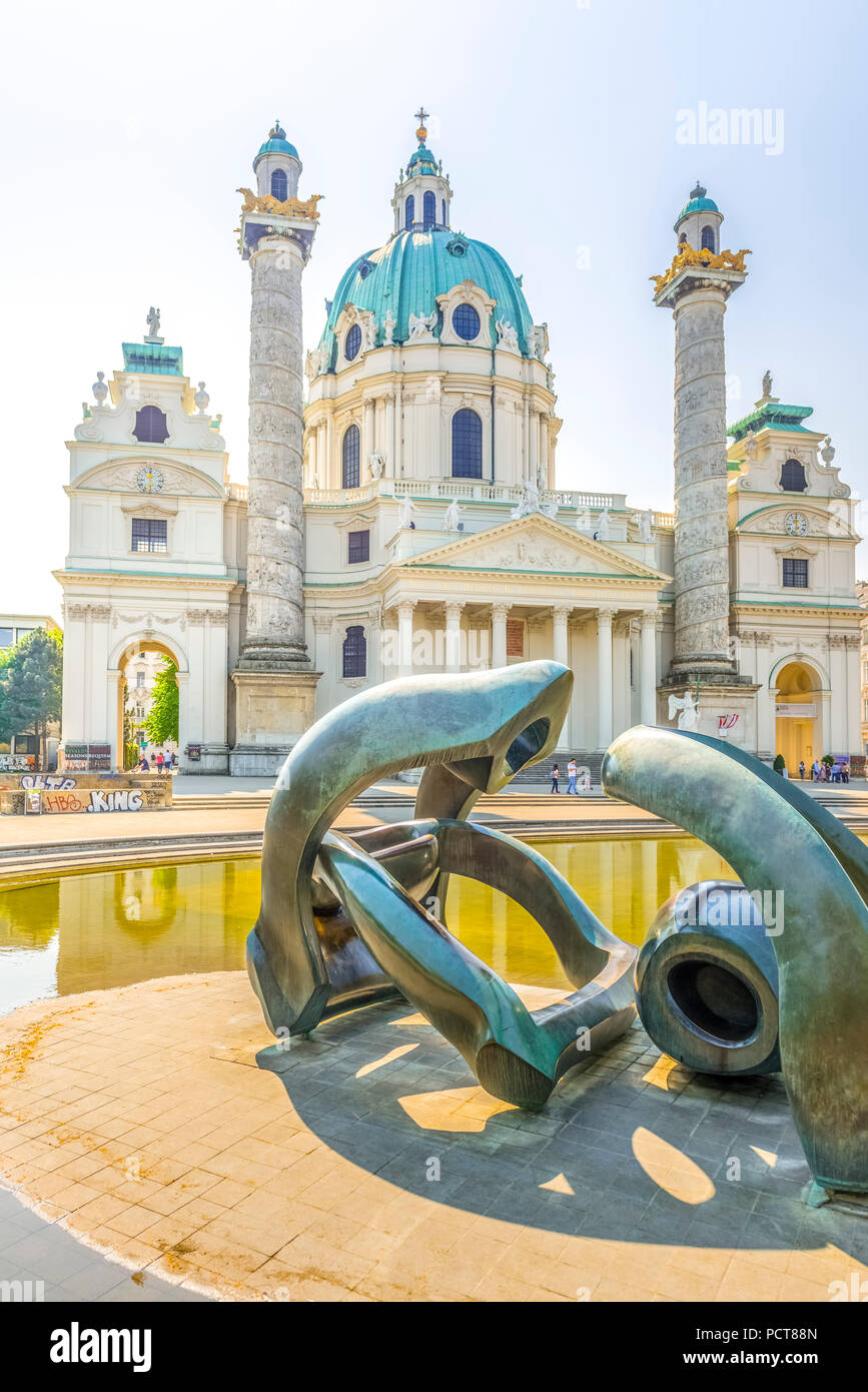 Europa, Österreich, Wien, Platz, Park, Resselpark, Karlskirche, Vienna, Austria, architecture, capital Stock Photo