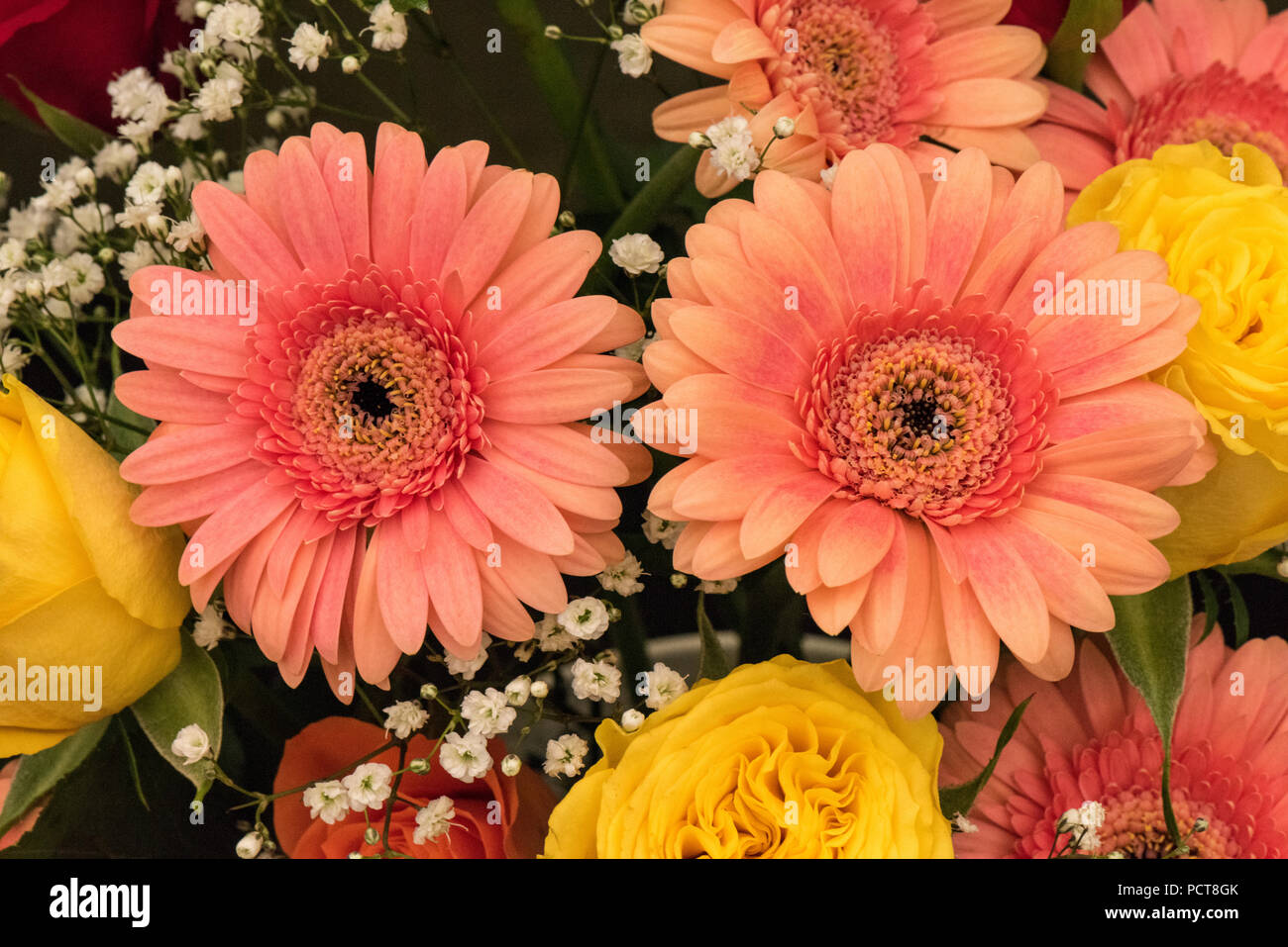 beautiful summer mixed flowers arrangement arranged in a show for