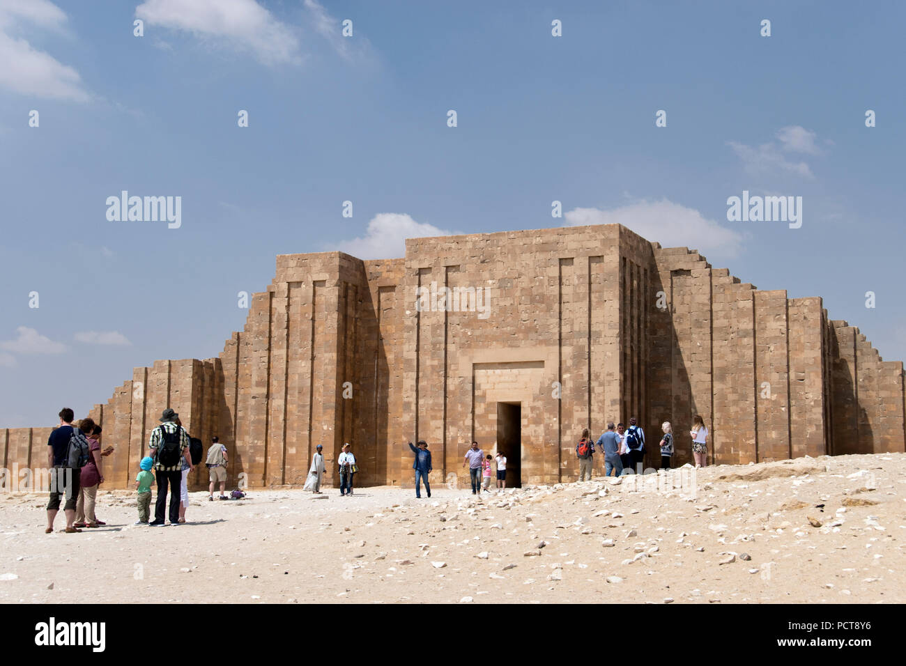 Entrance to the Saqqara necropolis, which houses the Pyramid of Djoser, a step pyramid considered the first pyramid built in Egypt. Stock Photo