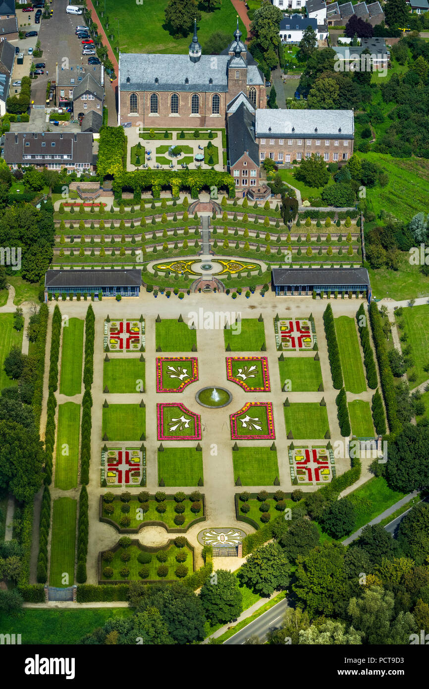 Aerial photo, Kamp Abbey with terraced gardens and French formal garden, baroque garden, Kamp-Lintfort, Lower Rhine, North Rhine-Westphalia, Germany Stock Photo