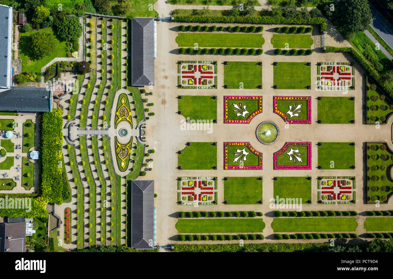 Aerial photo, Kamp Abbey with terraced gardens and French formal garden, baroque garden, Kamp-Lintfort, Lower Rhine, North Rhine-Westphalia, Germany Stock Photo