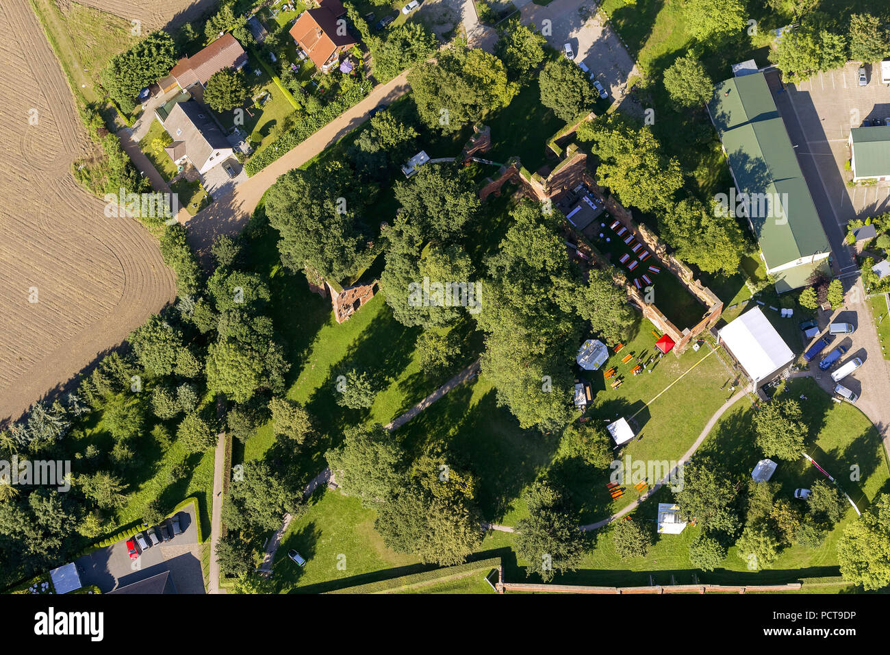 Aerial photo, Eldena Abbey Ruins, Wieck, Greifswald, Greifswalder Bodden, Mecklenburg-Western Pomerania, Germany, Europe Stock Photo