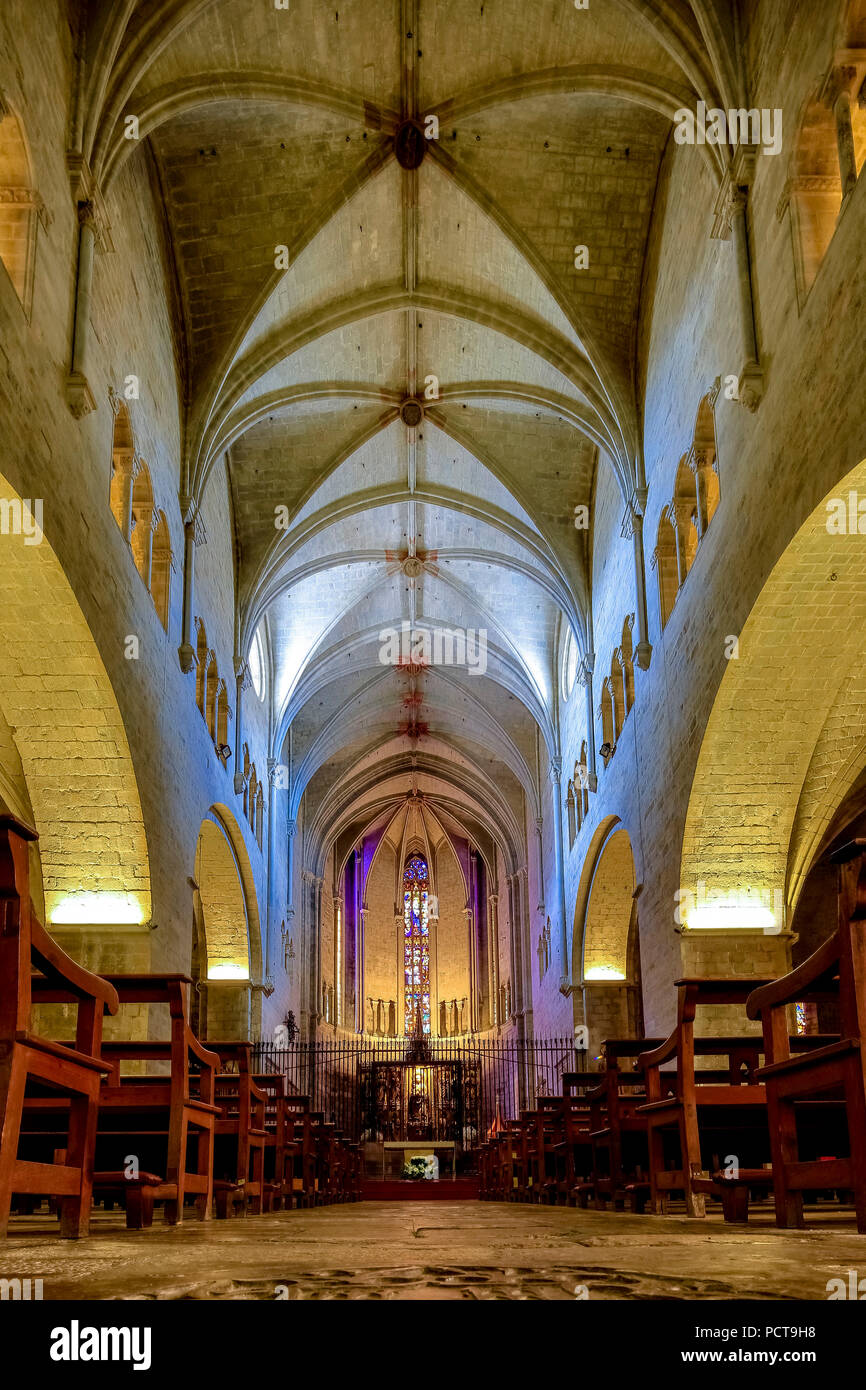 Nave of Sant Feliu, Collegiate church of Saint Felix, Girona, Catalonia ...
