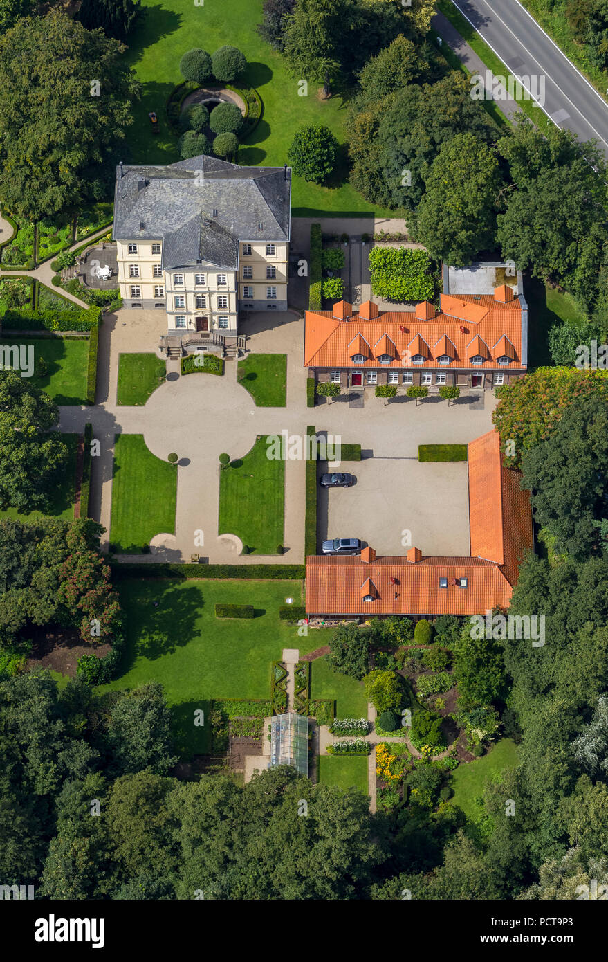 Aerial photo, Schloss Leyenburg Hotel and Spa, Rheurdt, Lower Rhine, North Rhine-Westphalia, Germany Stock Photo