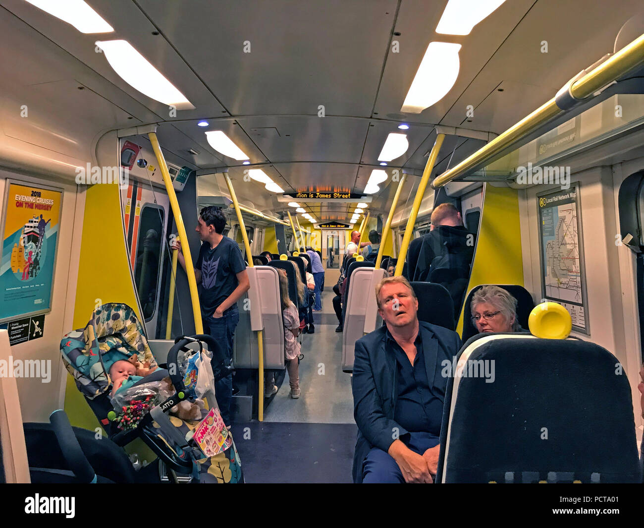 Interior of a Merseyrail Wirral Line Train, Liverpool City Region, Merseyside, North West England, UK Stock Photo